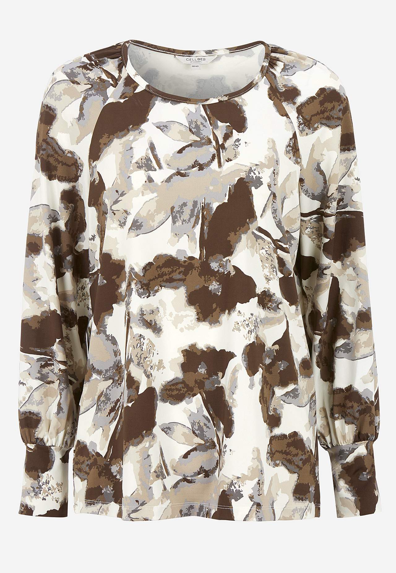 Patterned jersey top with wide cuffs
