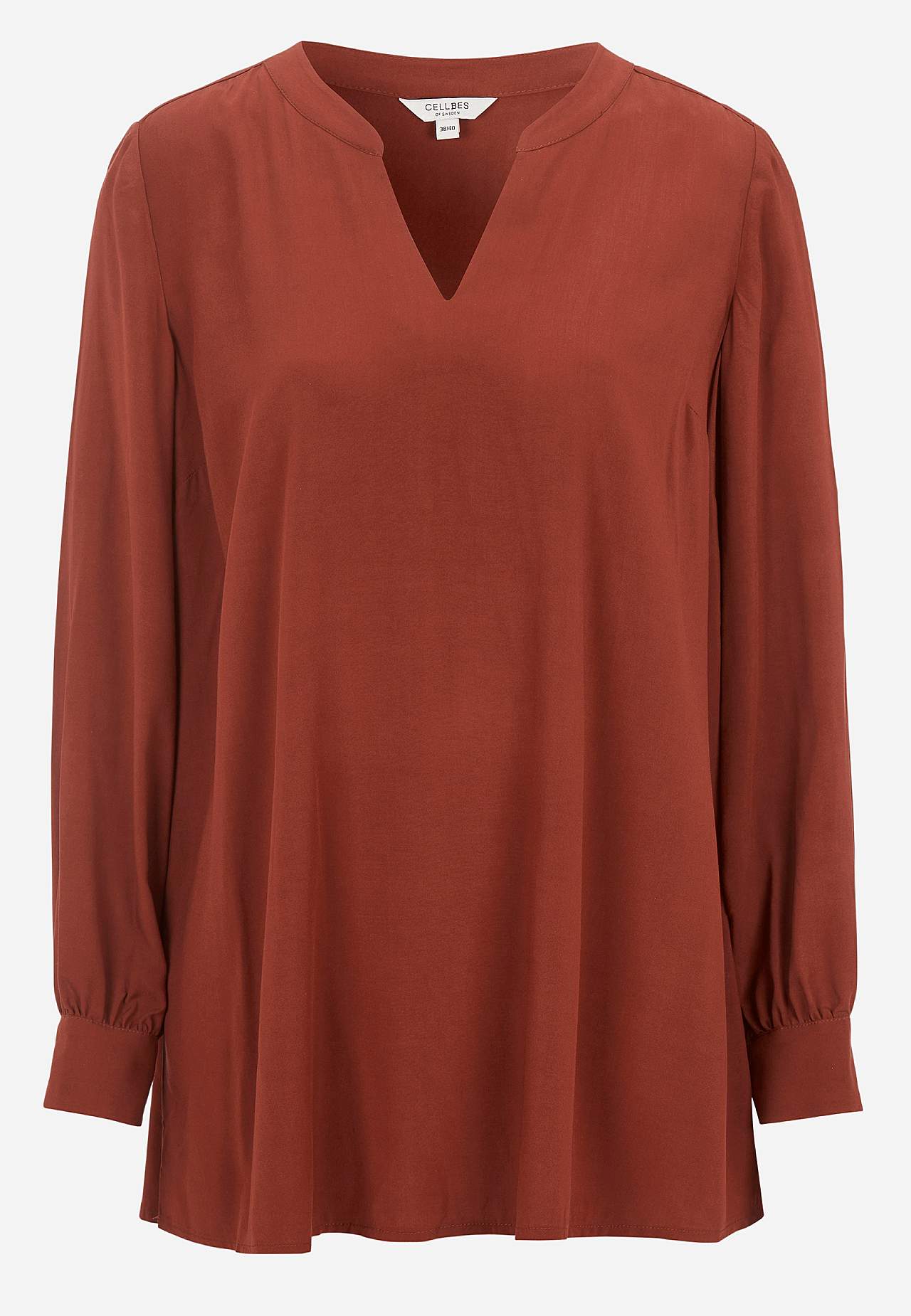 V-neck, woven tunic