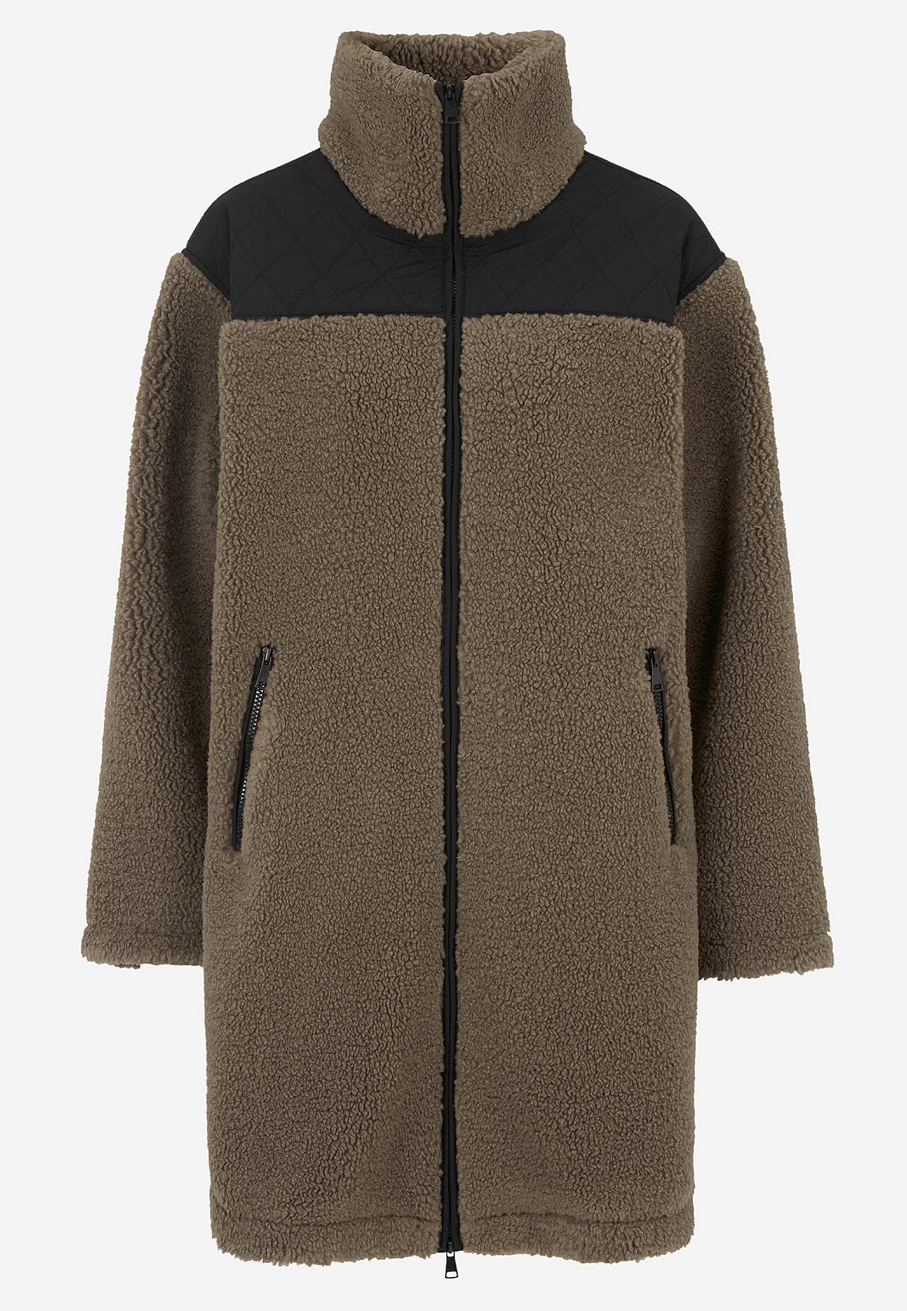Long pile jacket with high collar