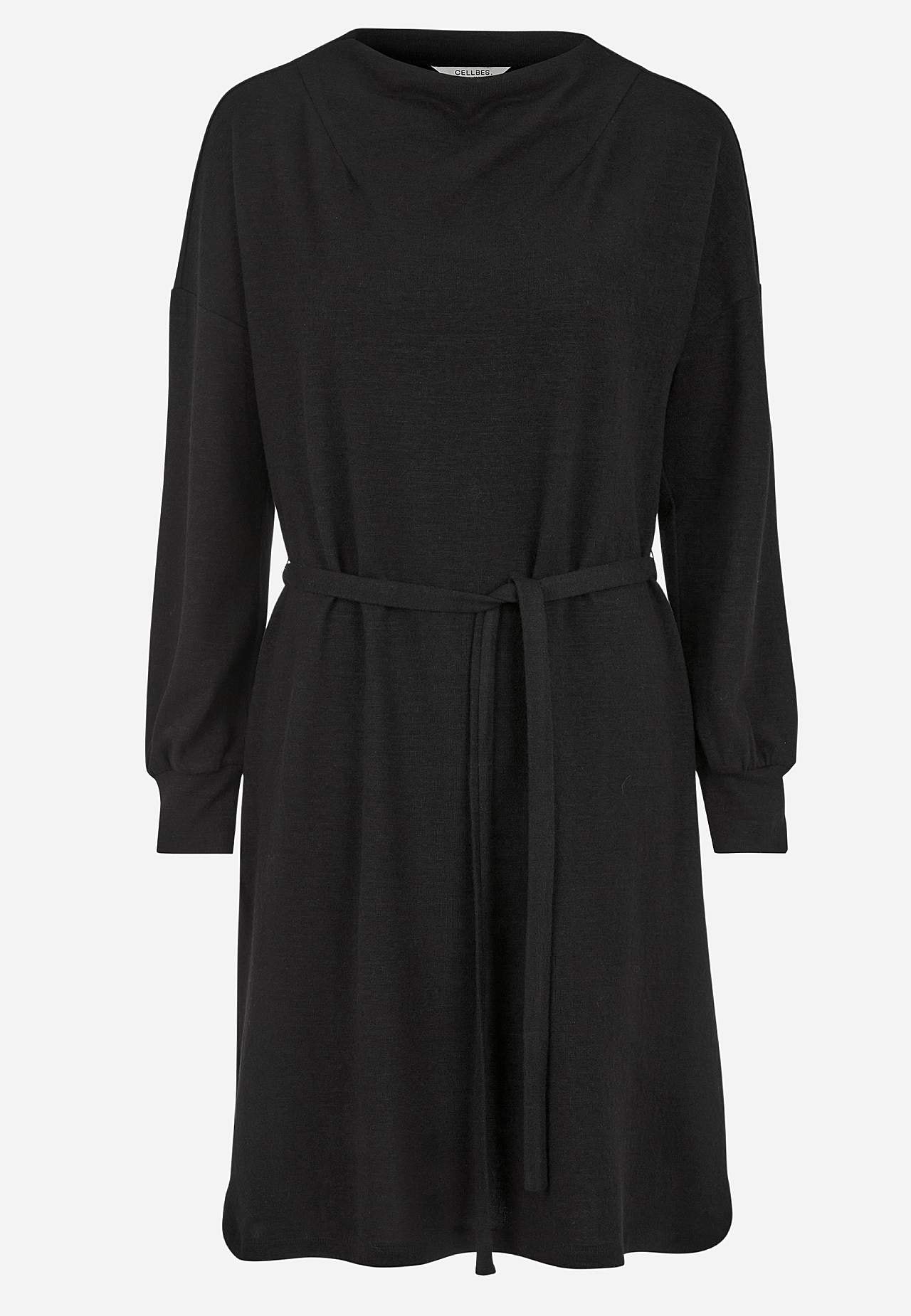 Jersey dress with self-tie belt
