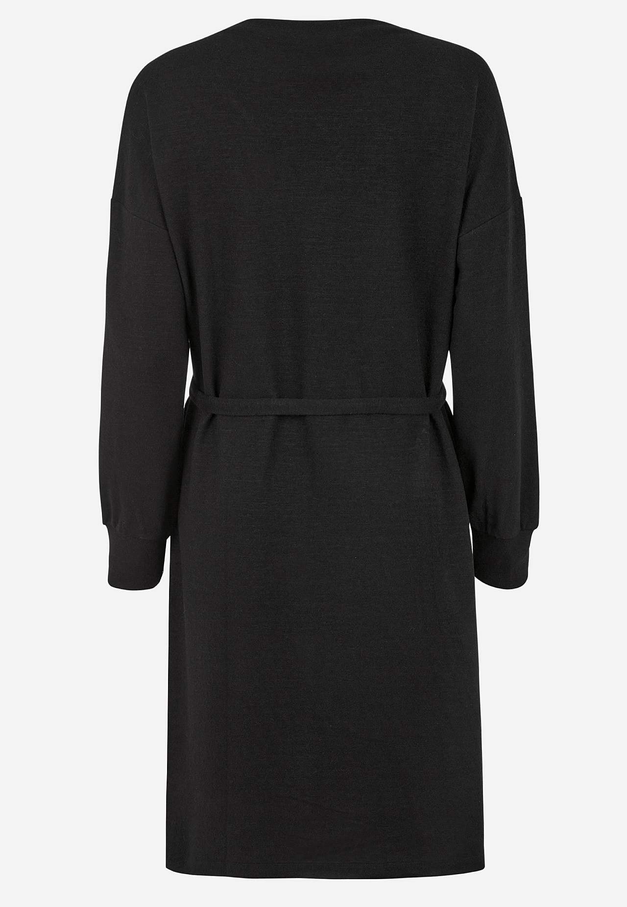 Jersey dress with self-tie belt