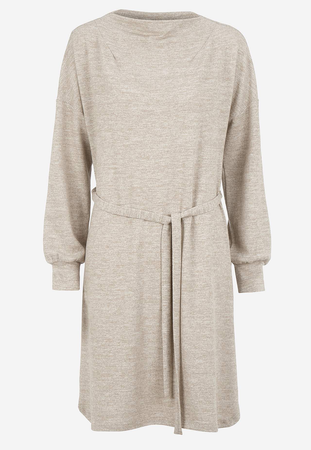 Jersey dress with self-tie belt
