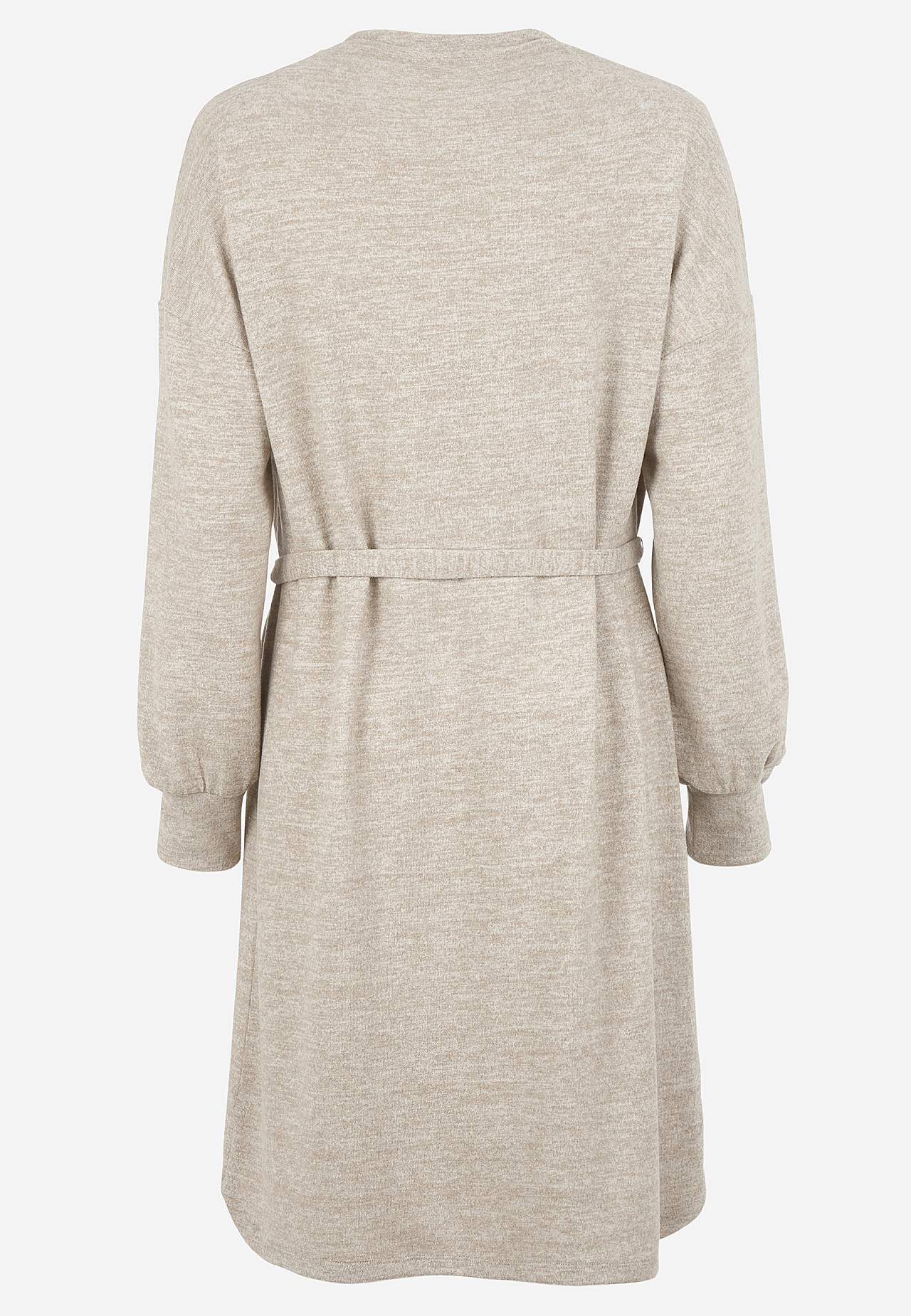 Jersey dress with self-tie belt