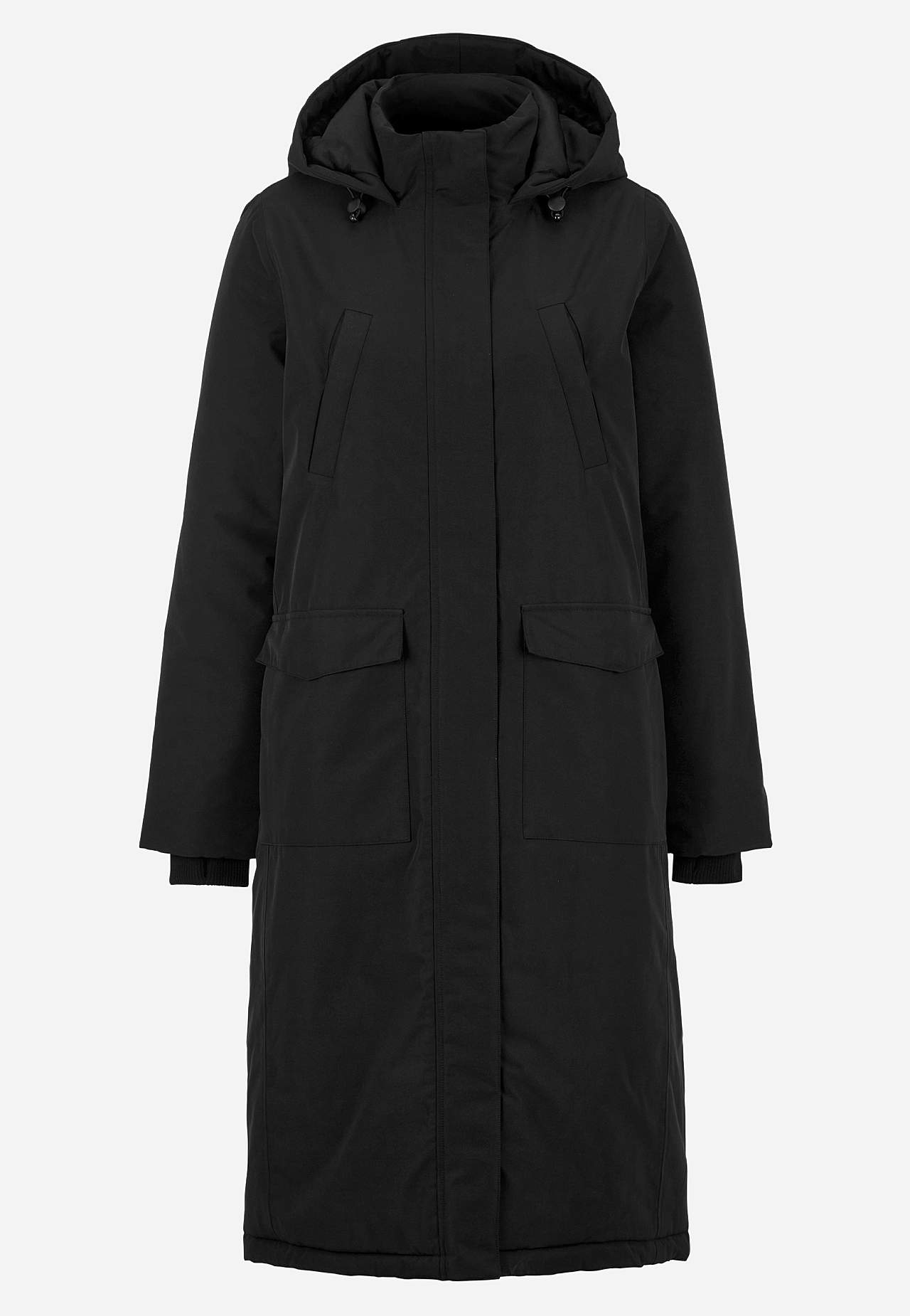 Funktionel, varmt foret, lang parka