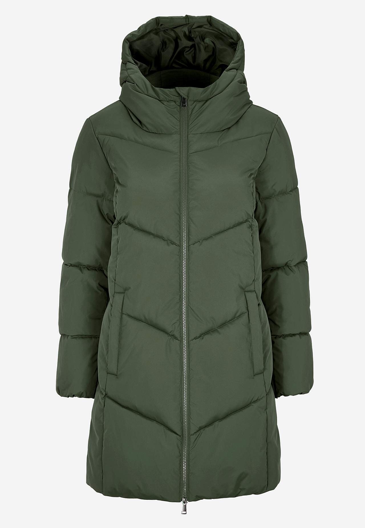Long jacket with fluffy padding