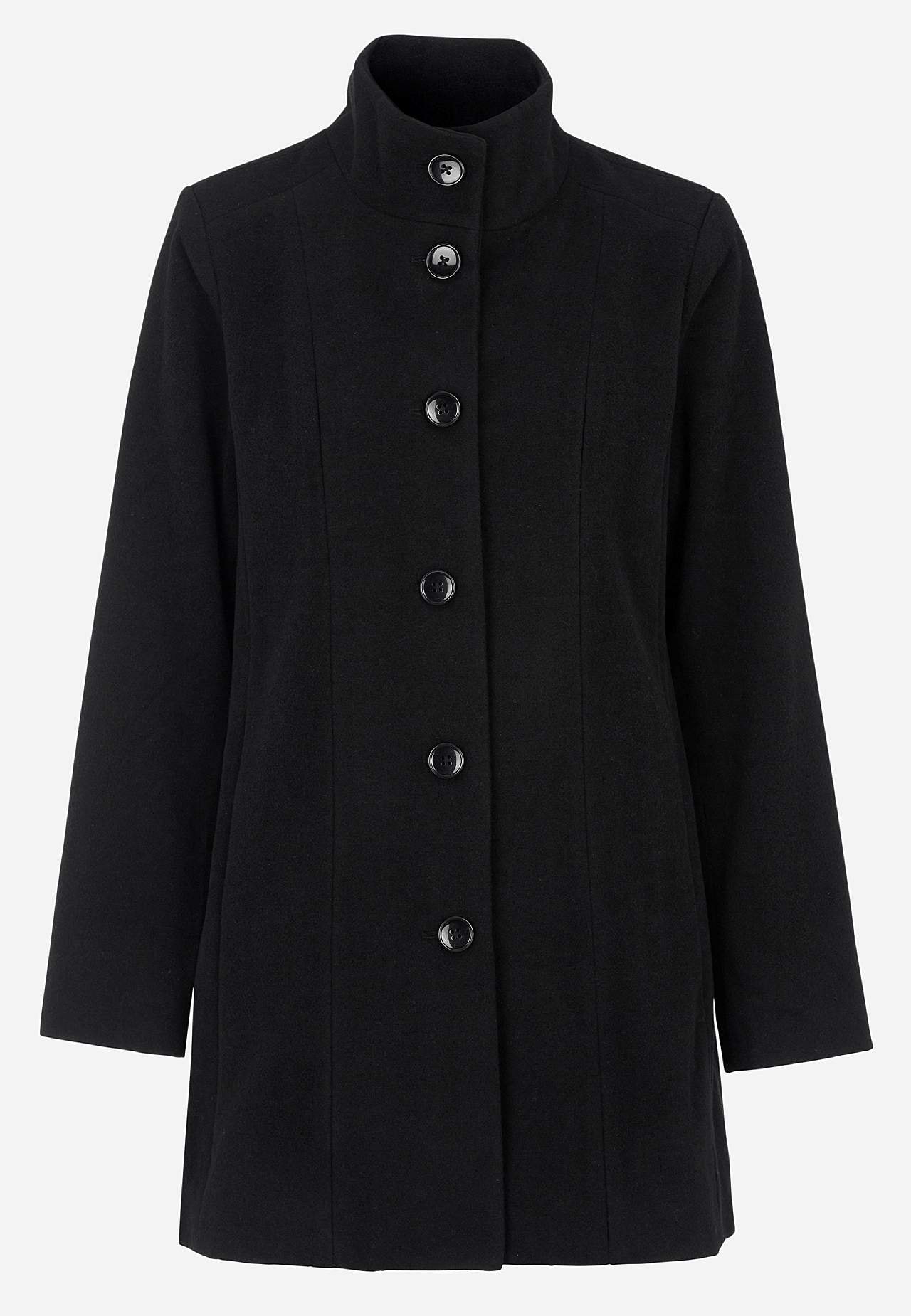 Coat with stand-up collar