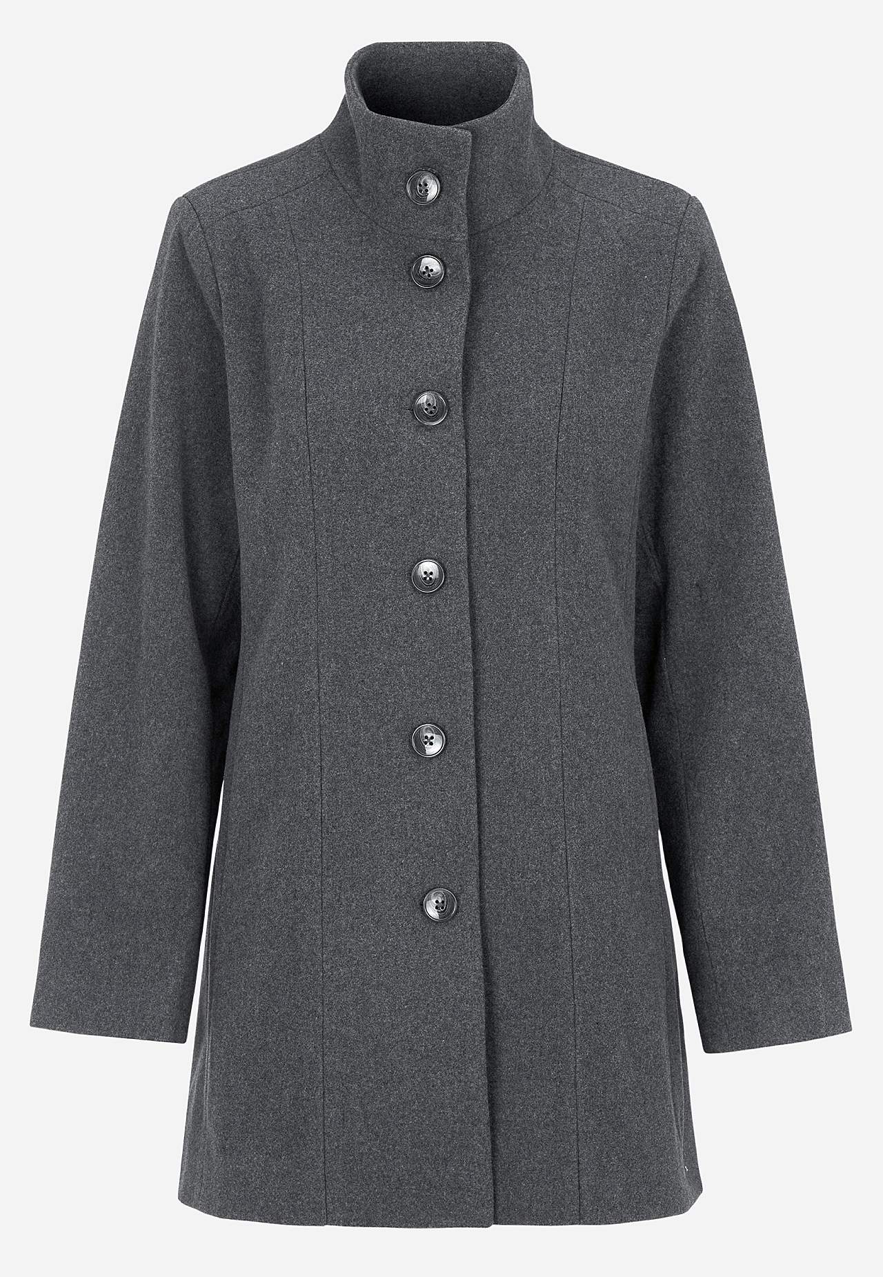 Coat with stand-up collar