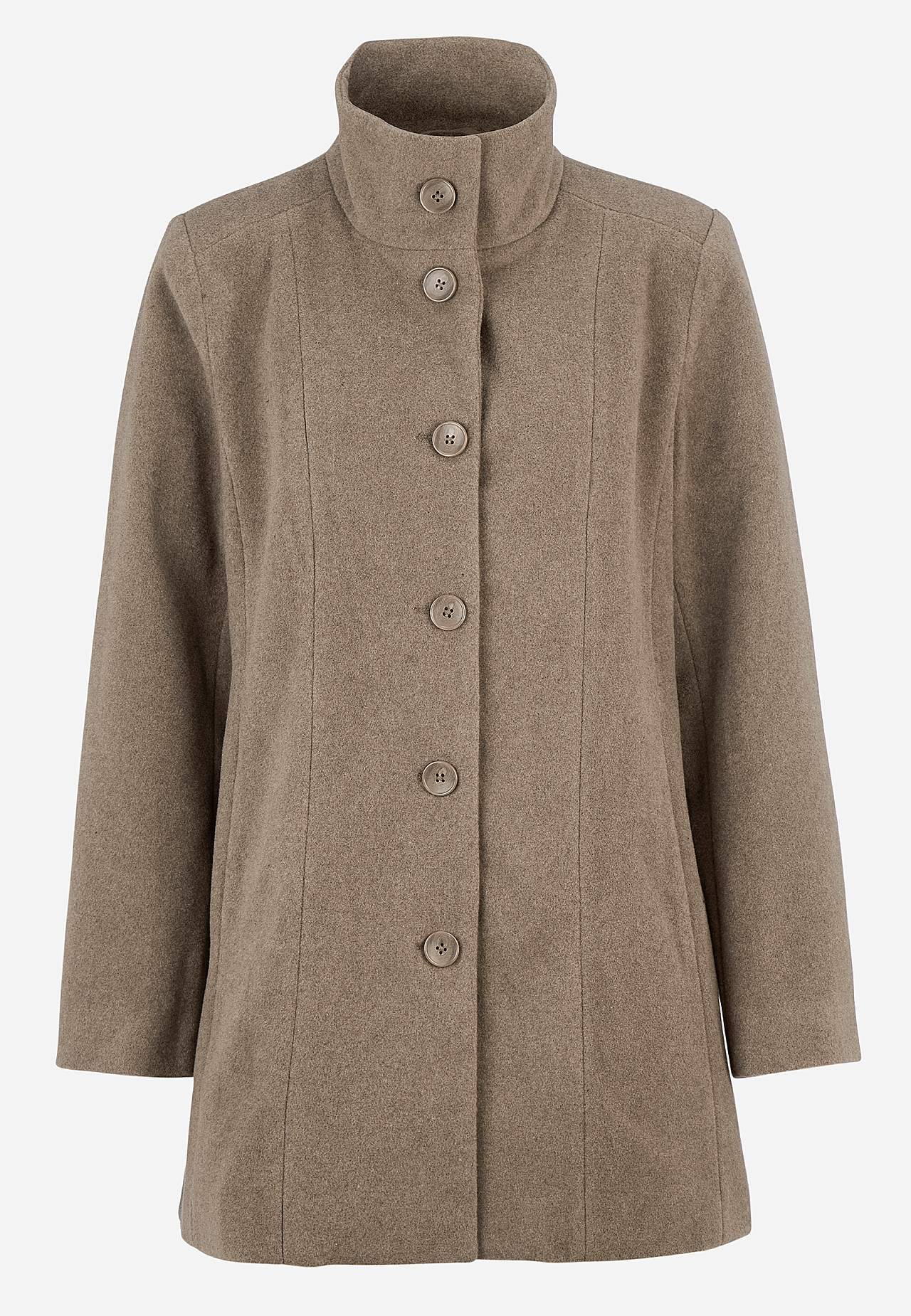 Coat with stand-up collar