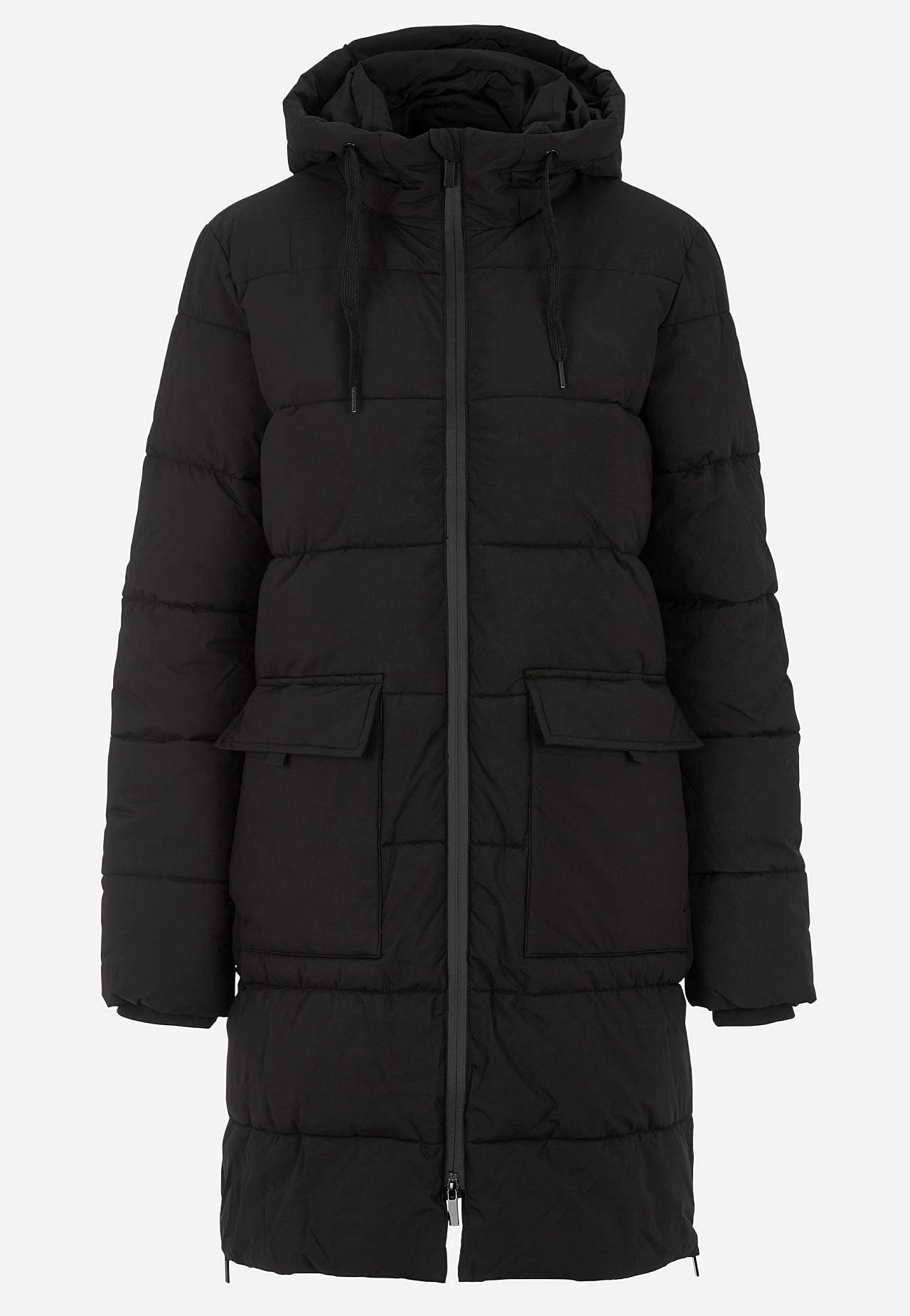Warm coat with side zips at the bottom