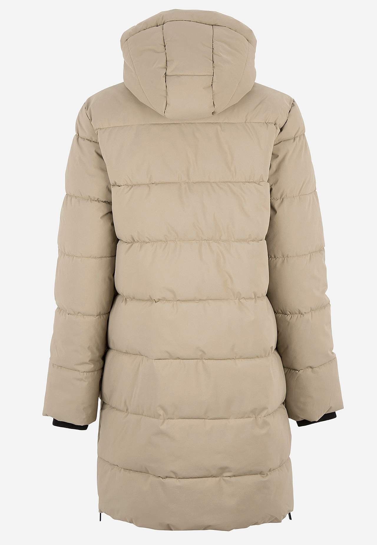 Warm coat with side zips at the bottom