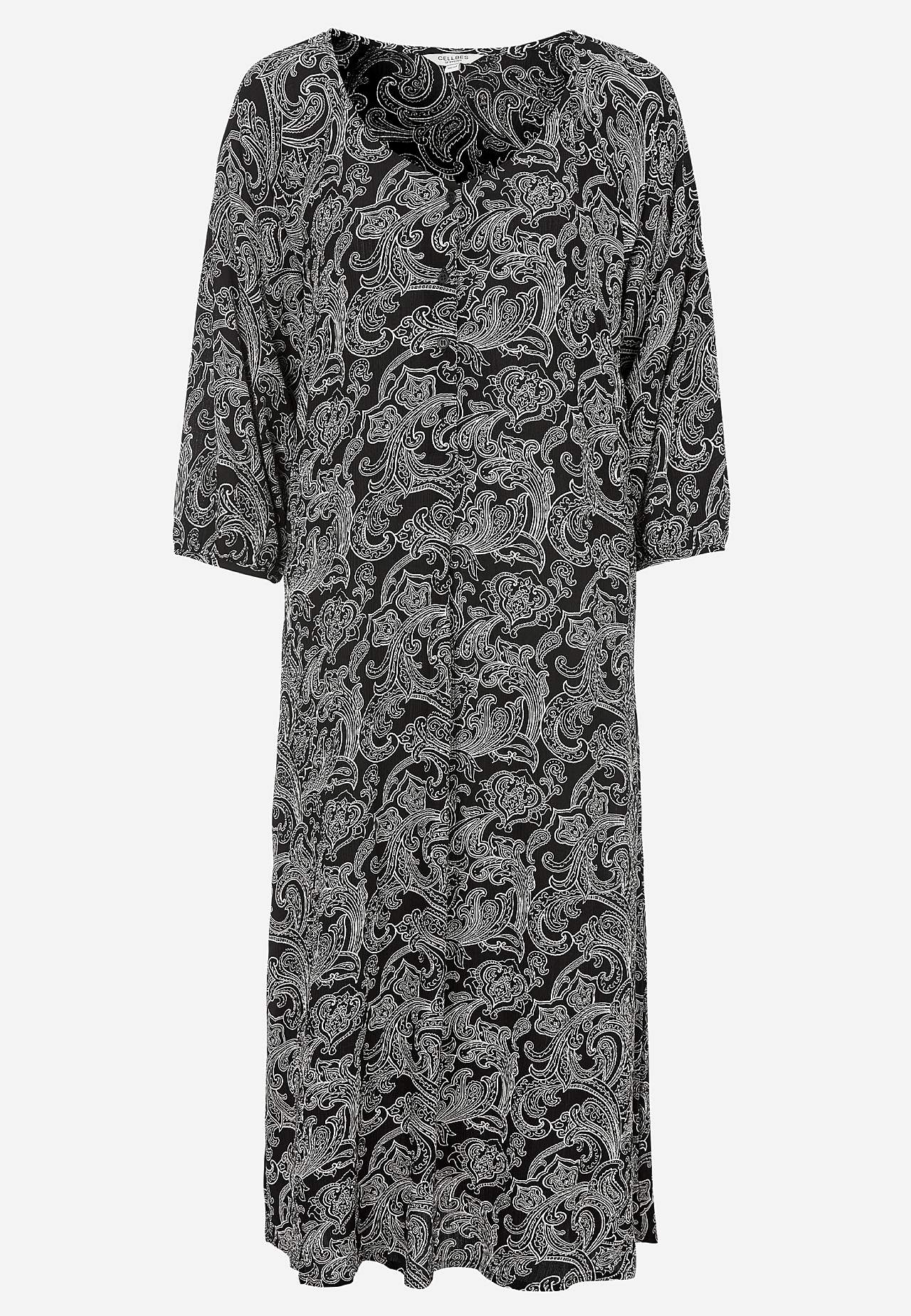 Patterned dress with buttons