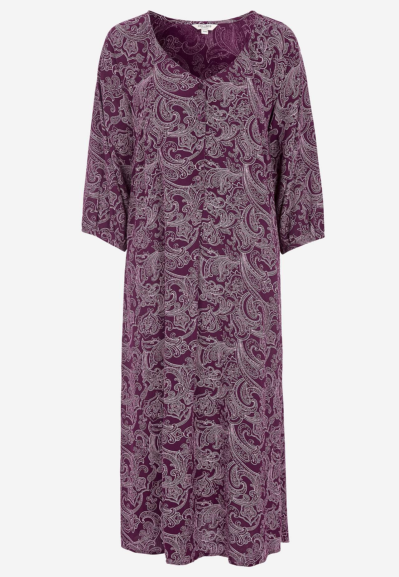 Patterned dress with buttons