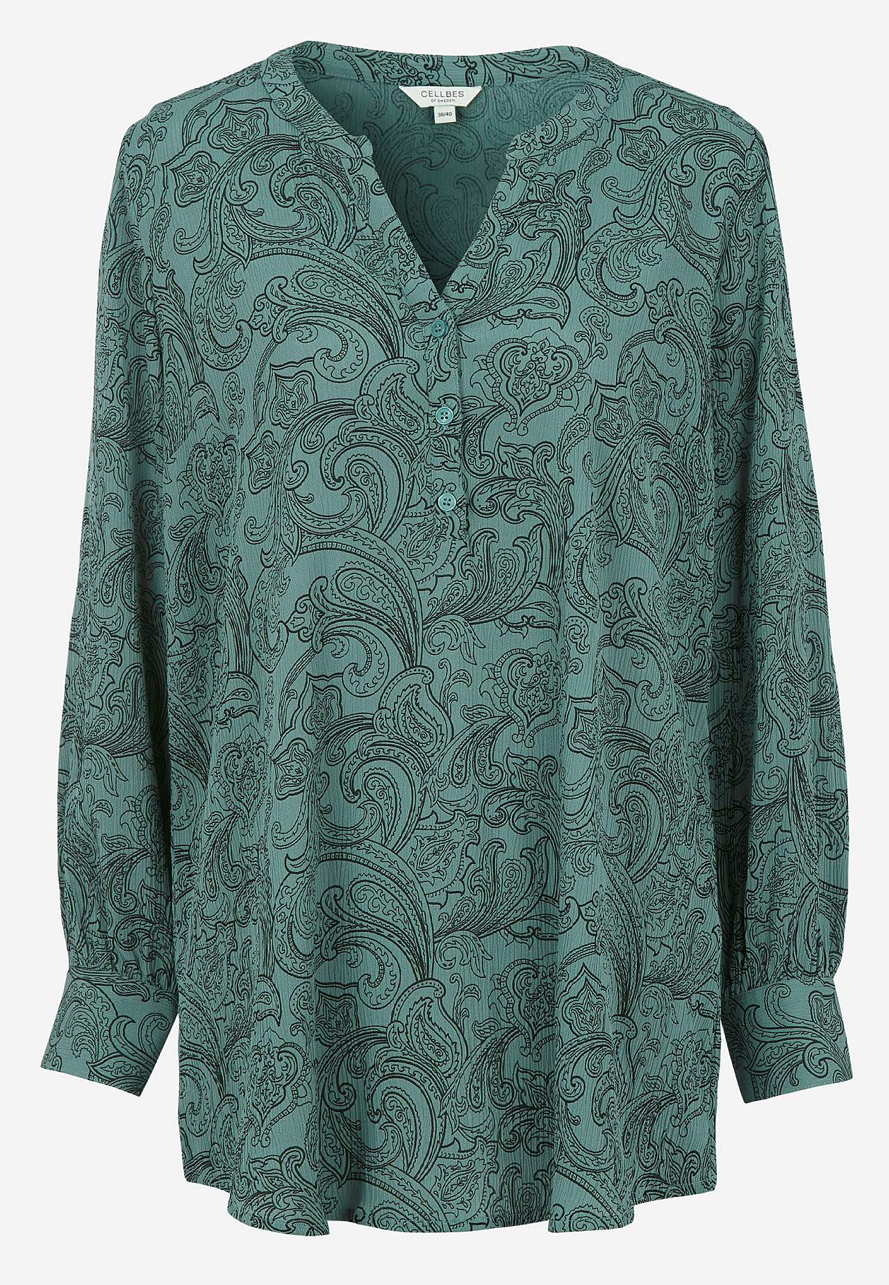 Patterned tunic with buttons