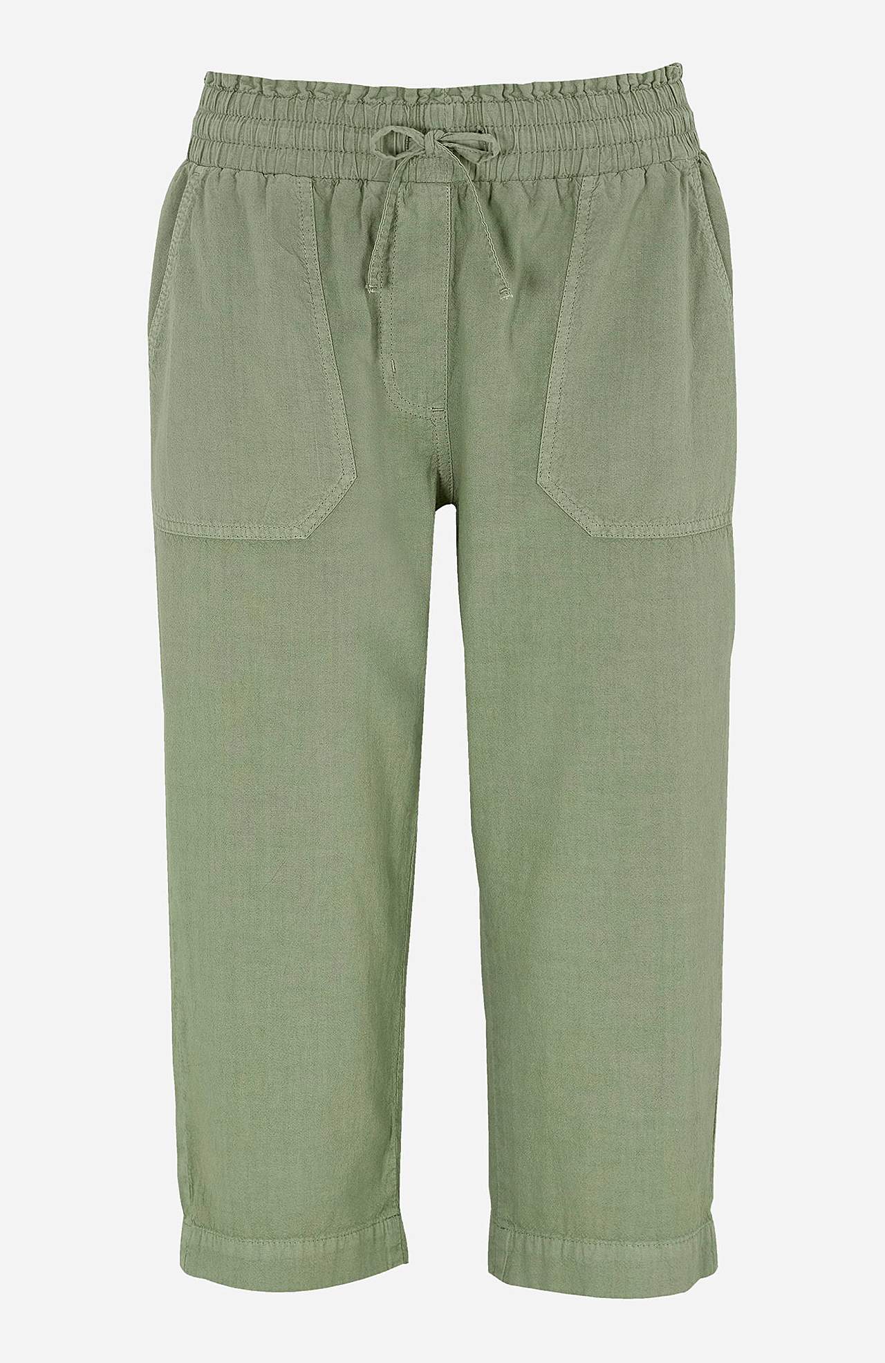 Capri trousers in washed cotton Jade