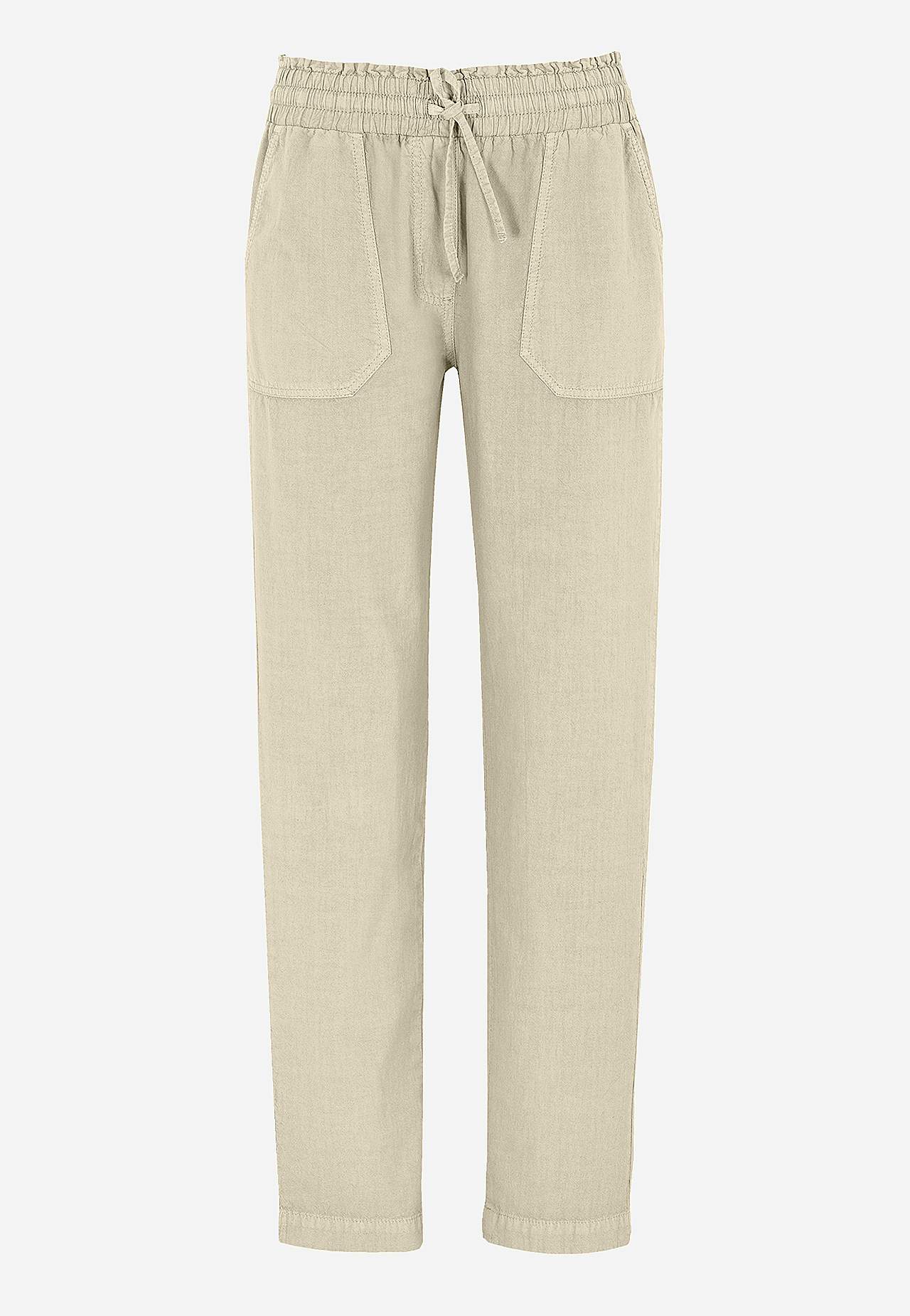 Long trousers in washed cotton