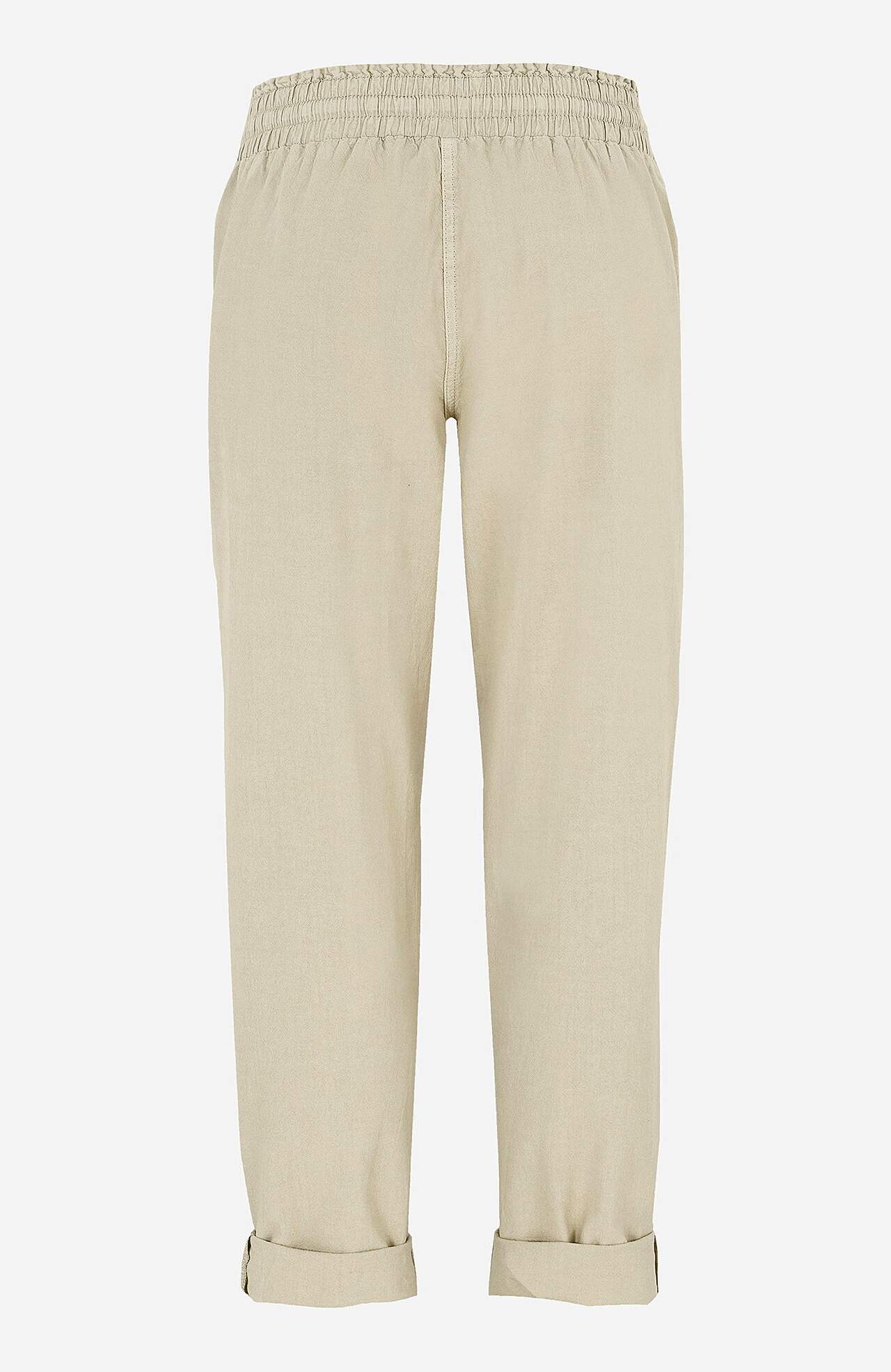 Long trousers in washed cotton