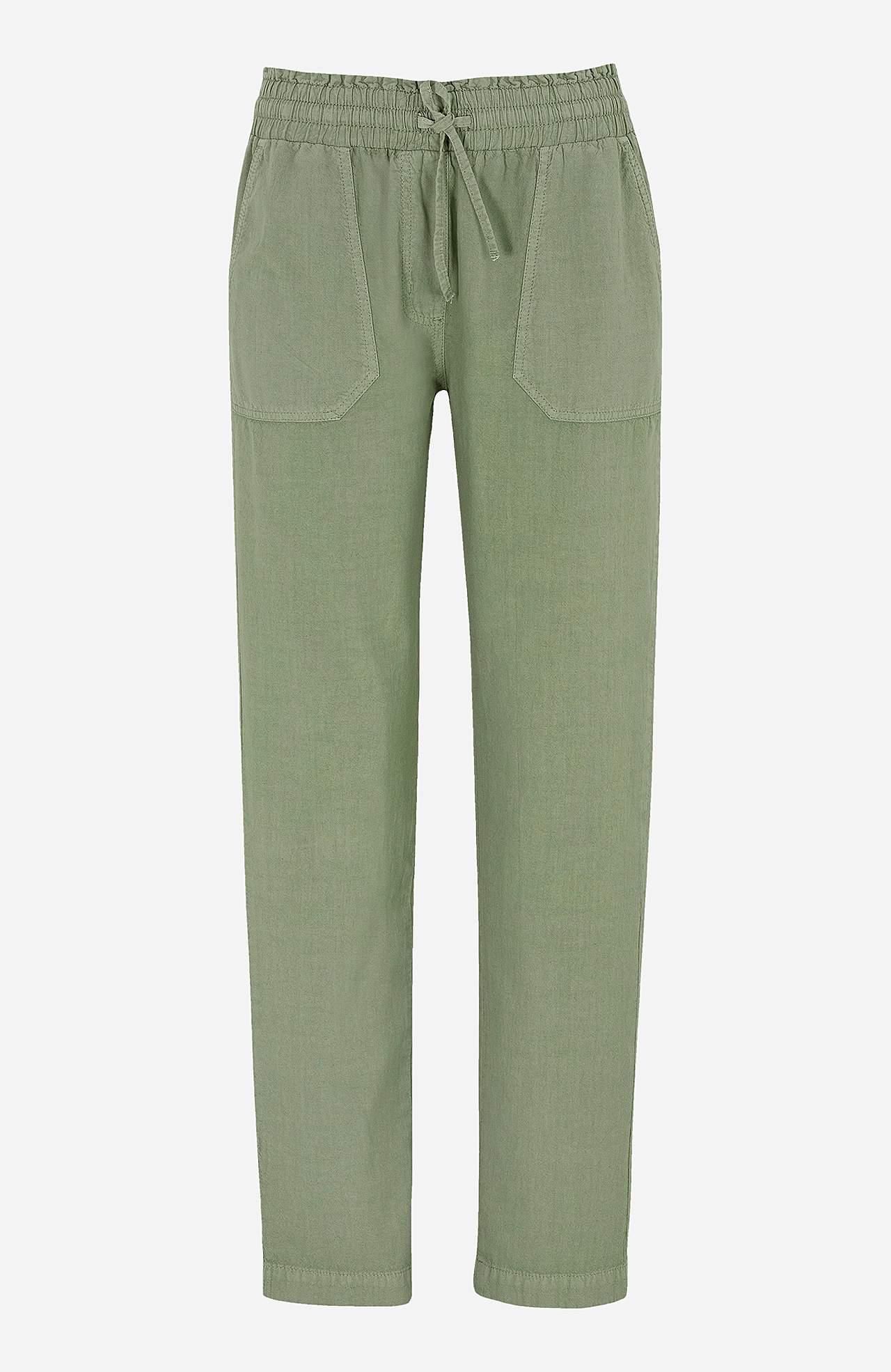 Long trousers in washed cotton
