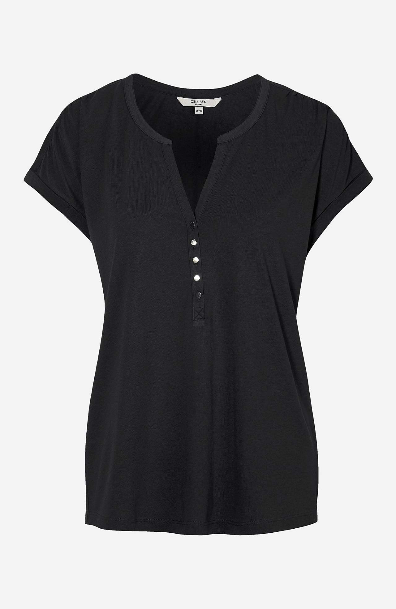 Jersey top with metallic buttons