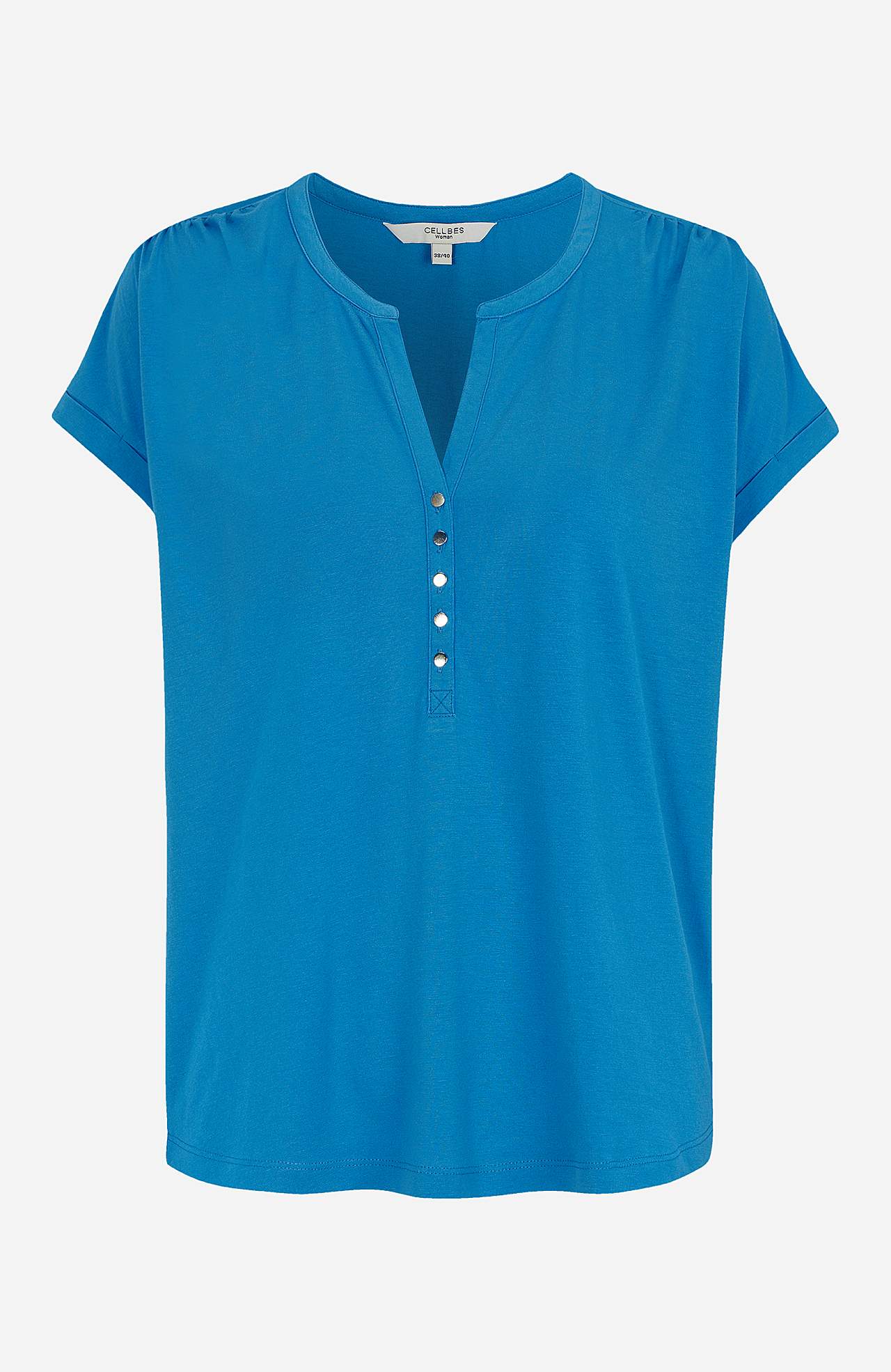 Jersey top with metallic buttons