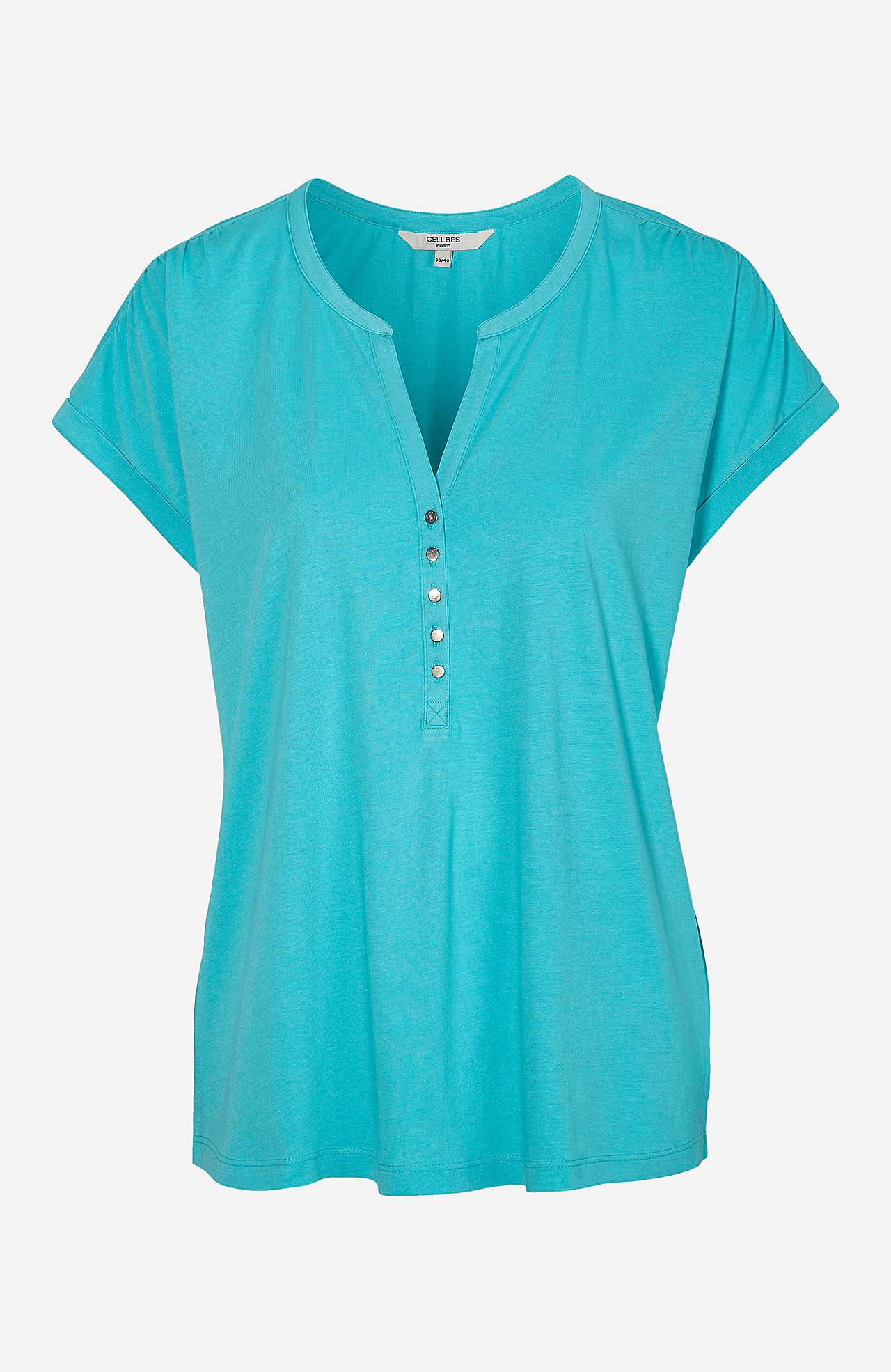 Jersey top with metallic buttons