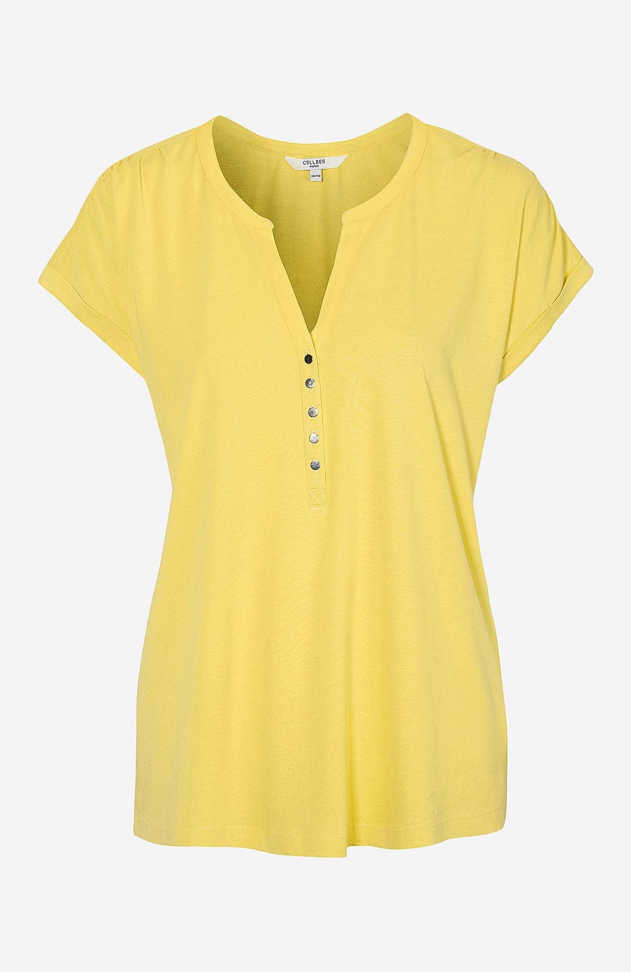 Jersey top with metallic buttons