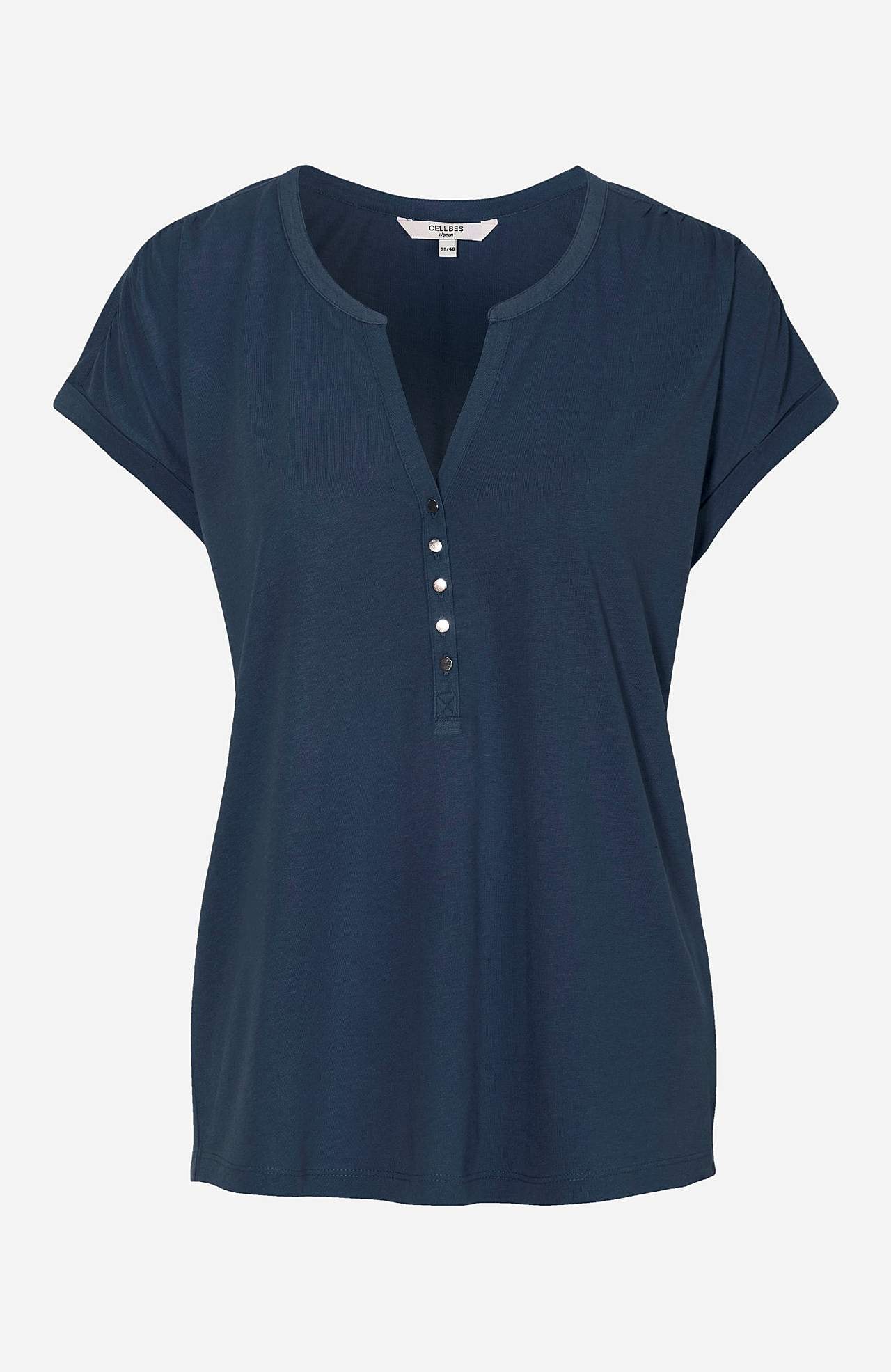Jersey top with metallic buttons