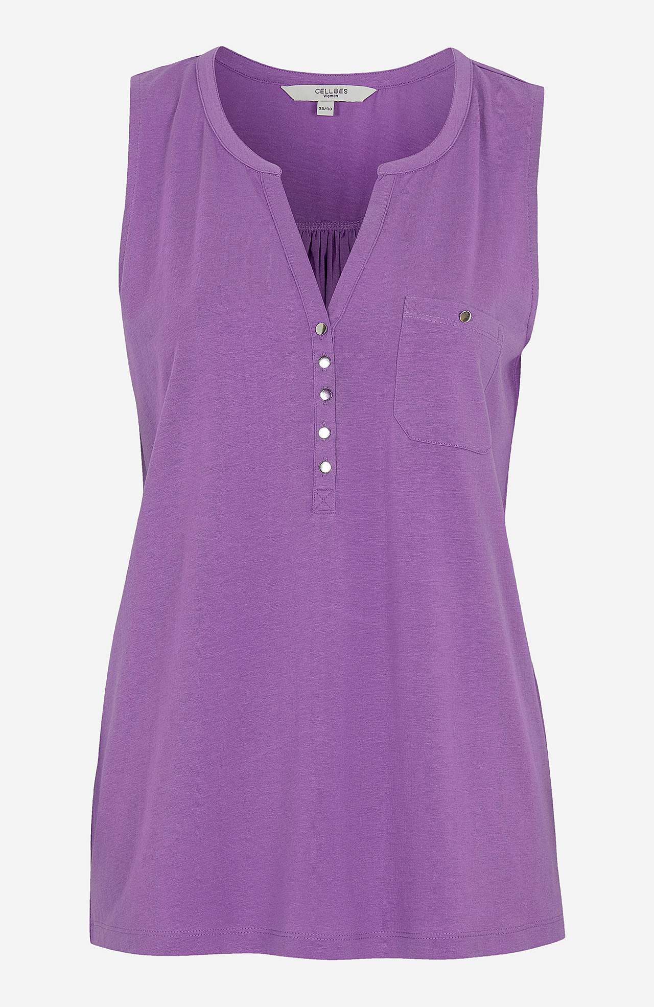 Sleeveless jersey top with metallic buttons Andrea