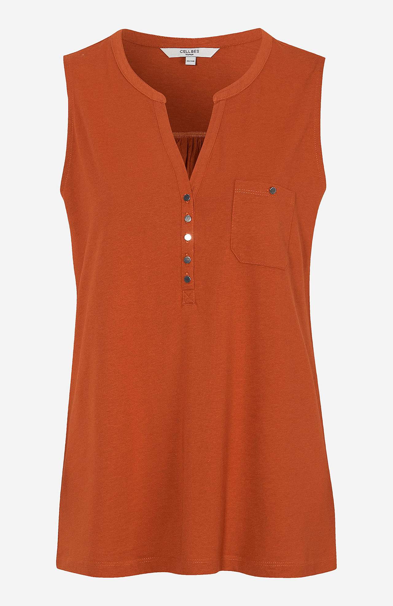 Sleeveless jersey top with metallic buttons Andrea