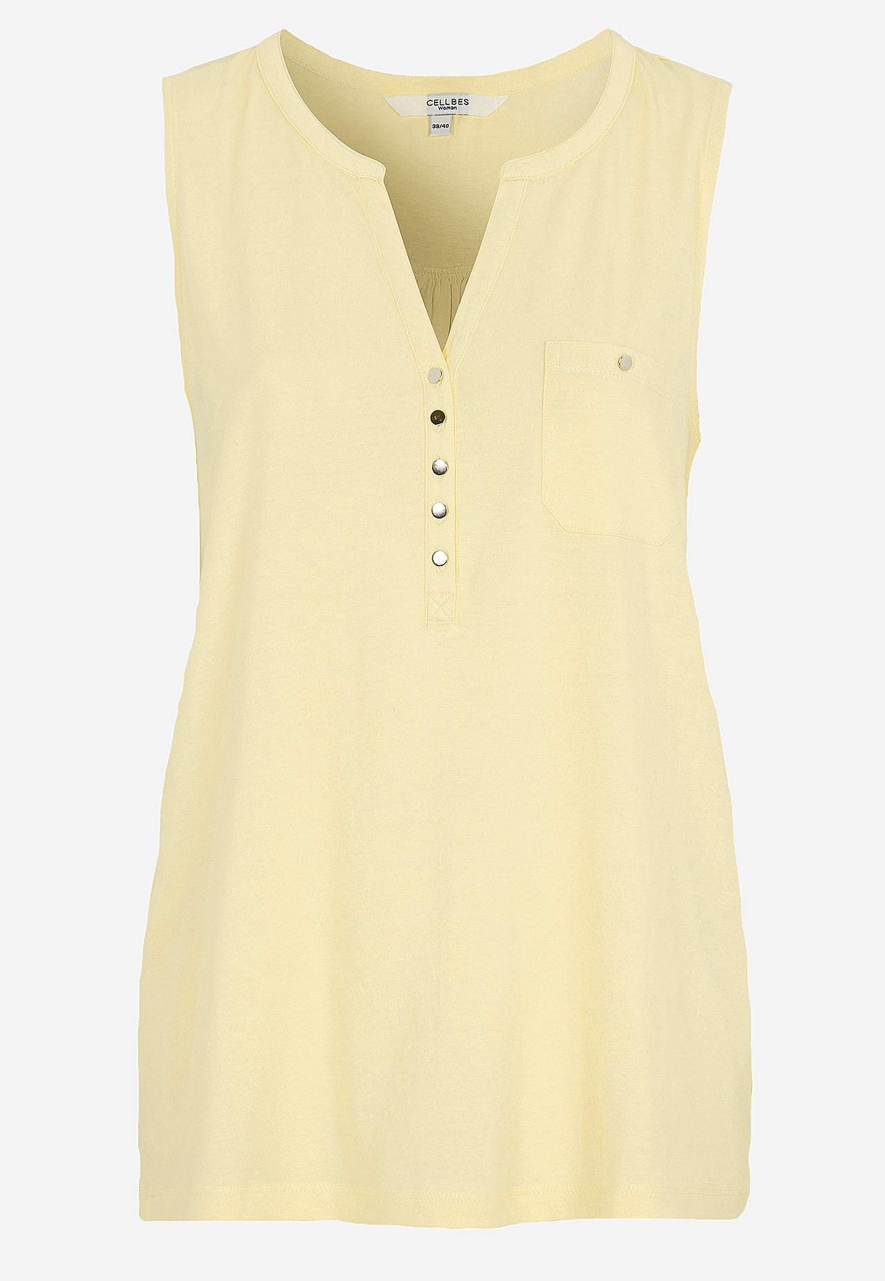 Sleeveless jersey top with metallic buttons Andrea