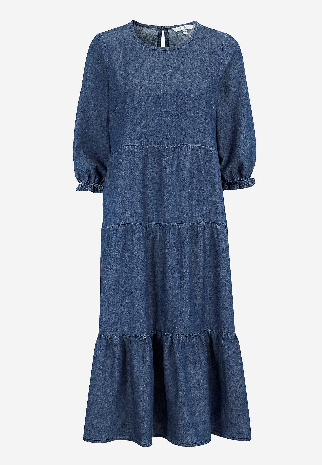 Denim dress with frills