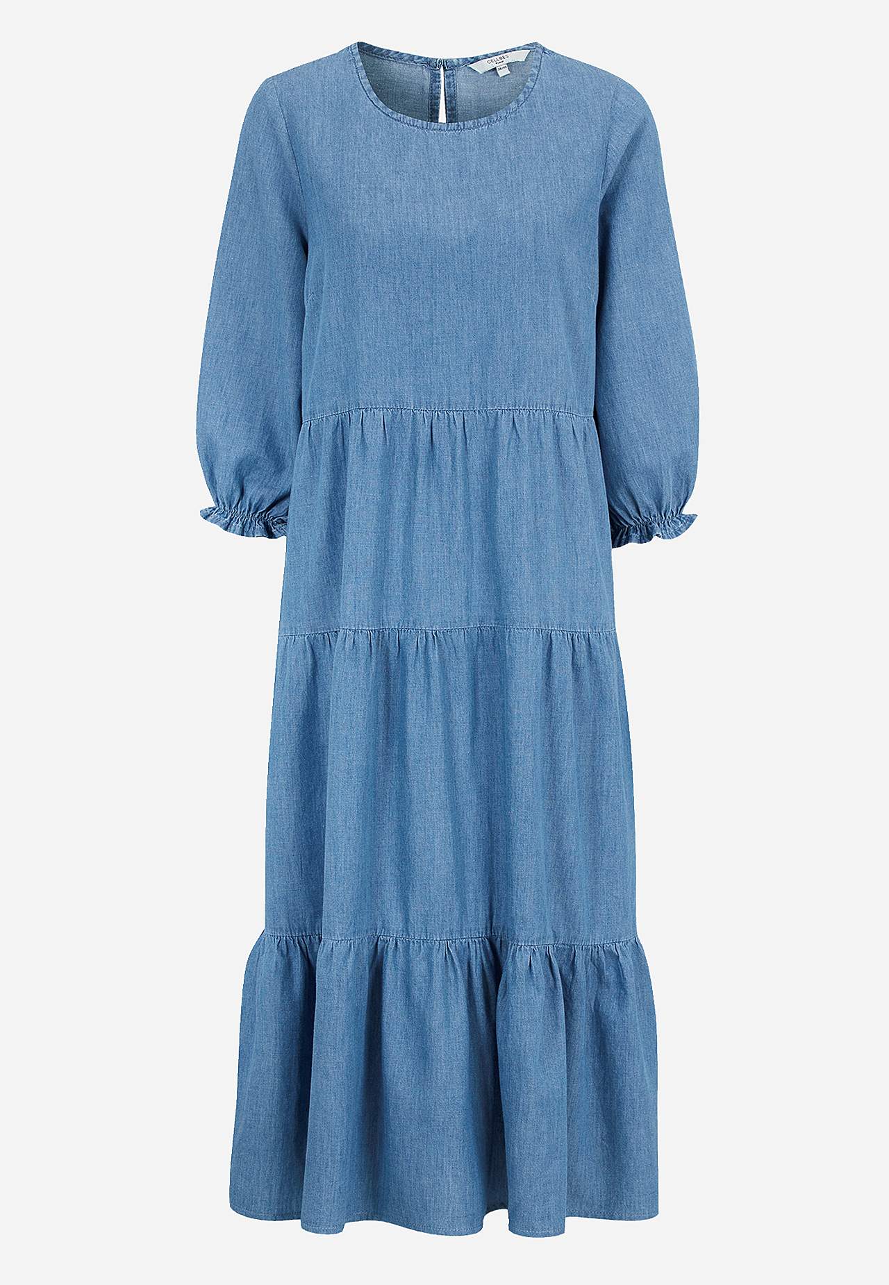 Denim dress with frills