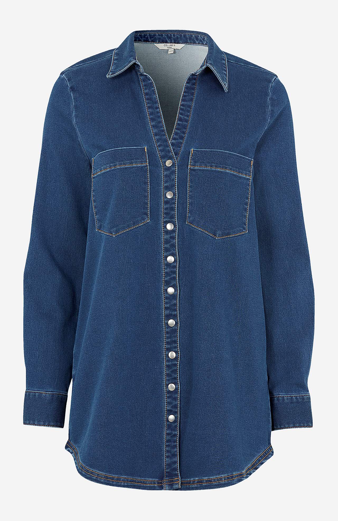 Long-sleeved denim shirt