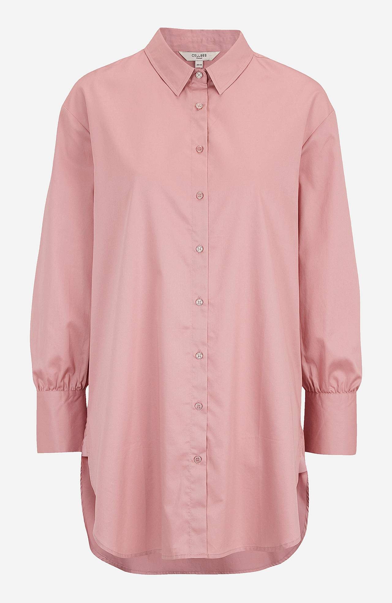 Long shirt in cottonsatin