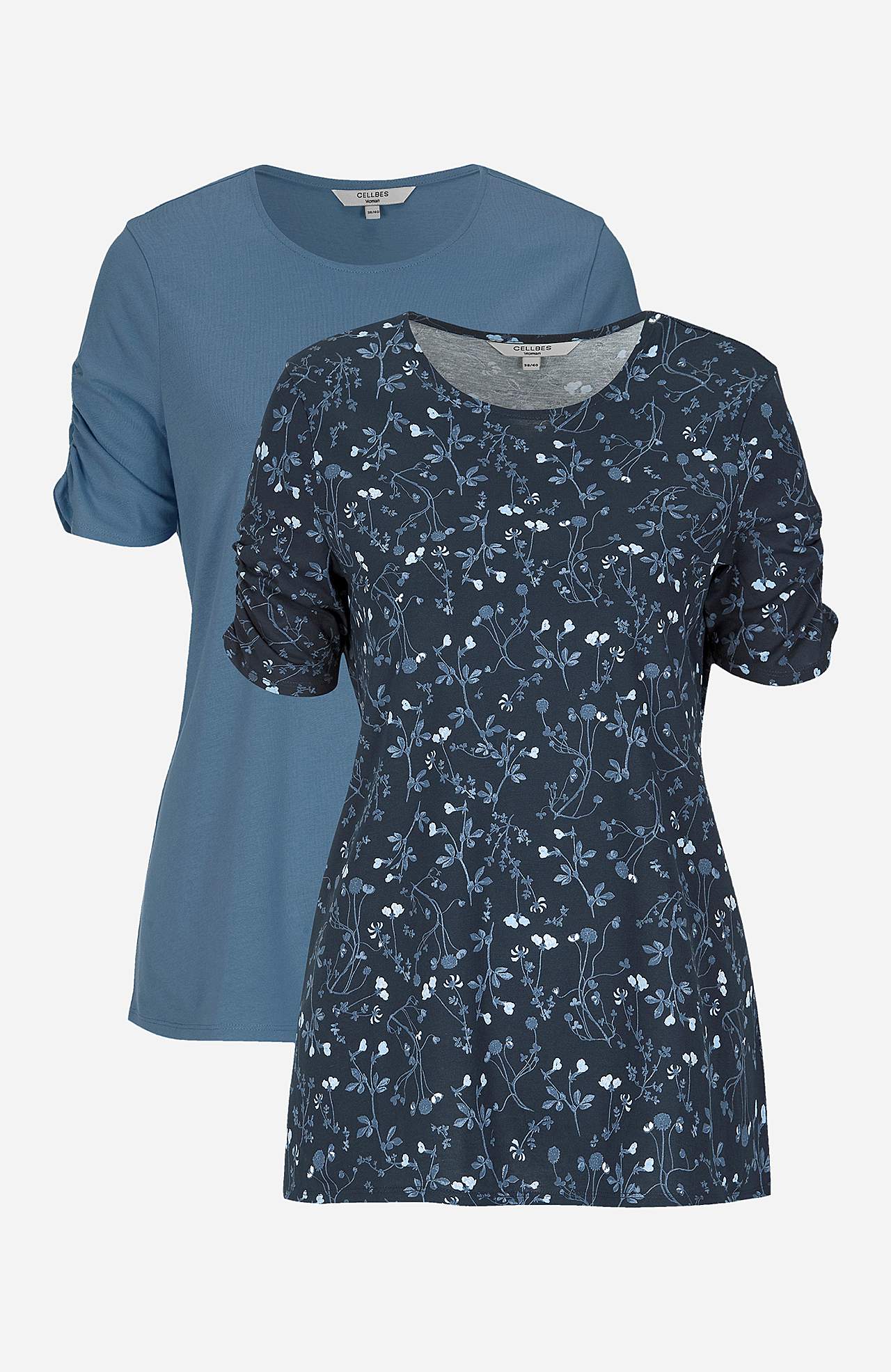 Jersey top with gathered sleeves Amelia 2-pack
