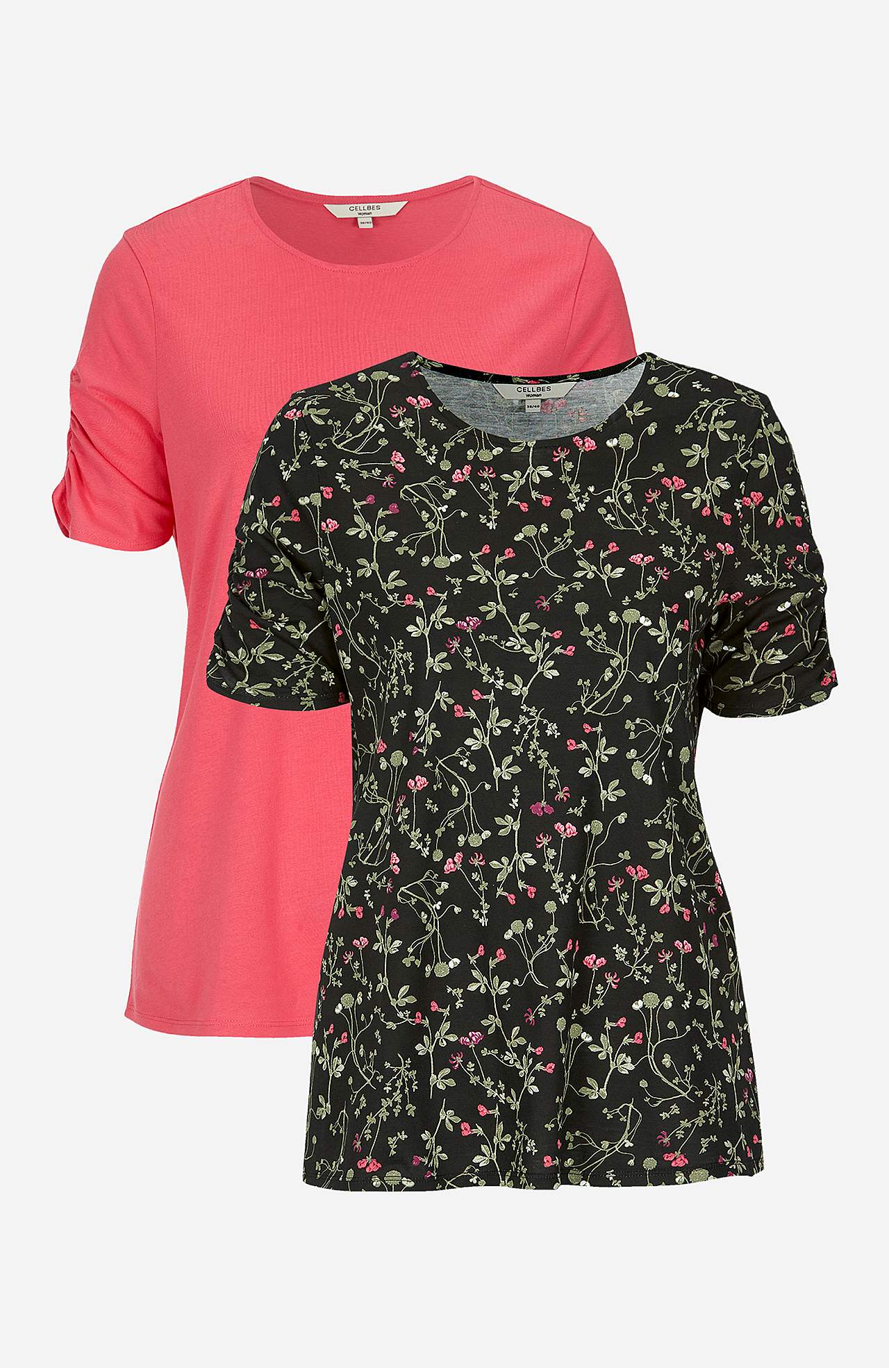 Jersey top with gathered sleeves Amelia 2-pack