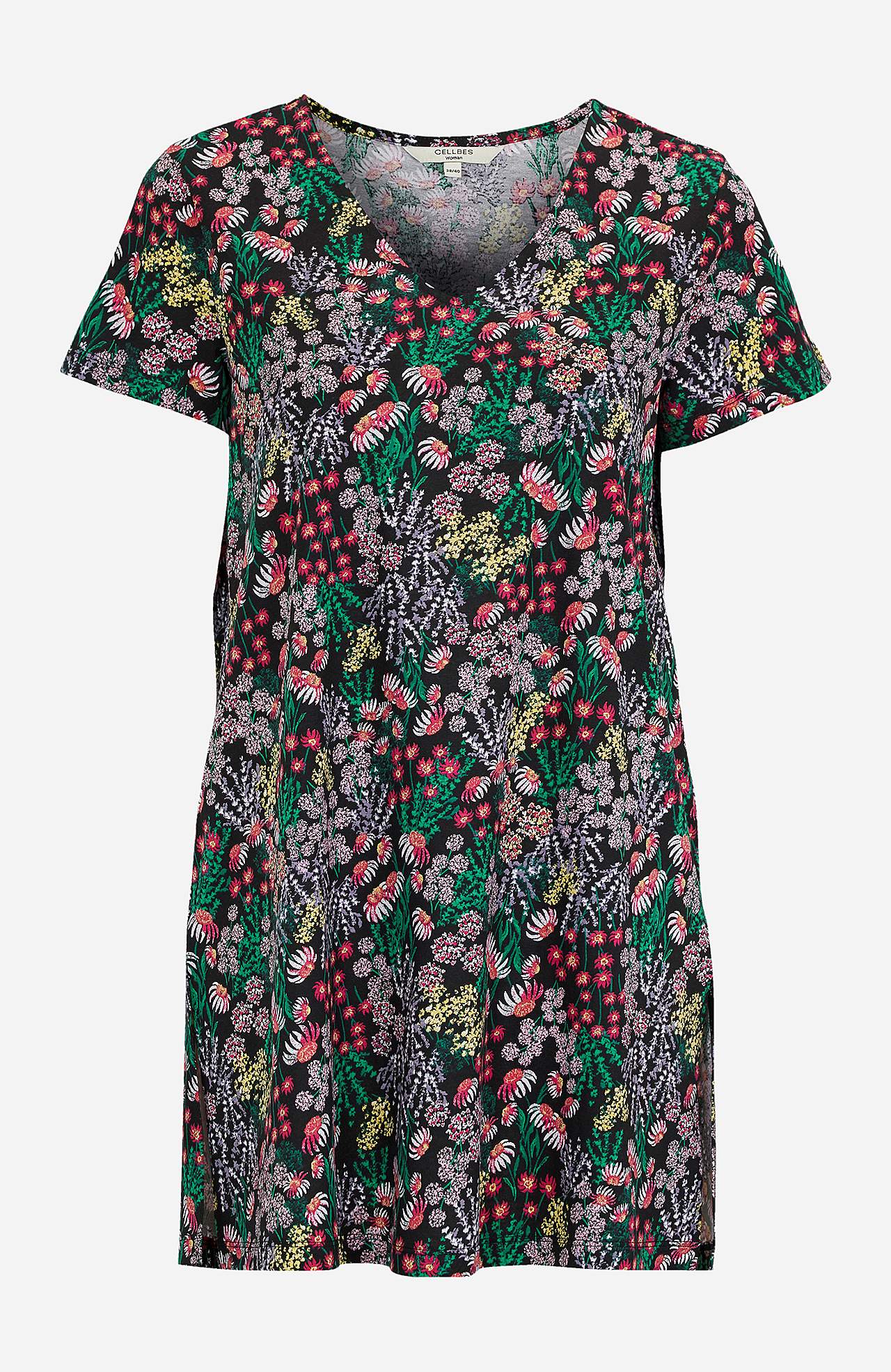 Short-sleeved, patterned jersey tuniq
