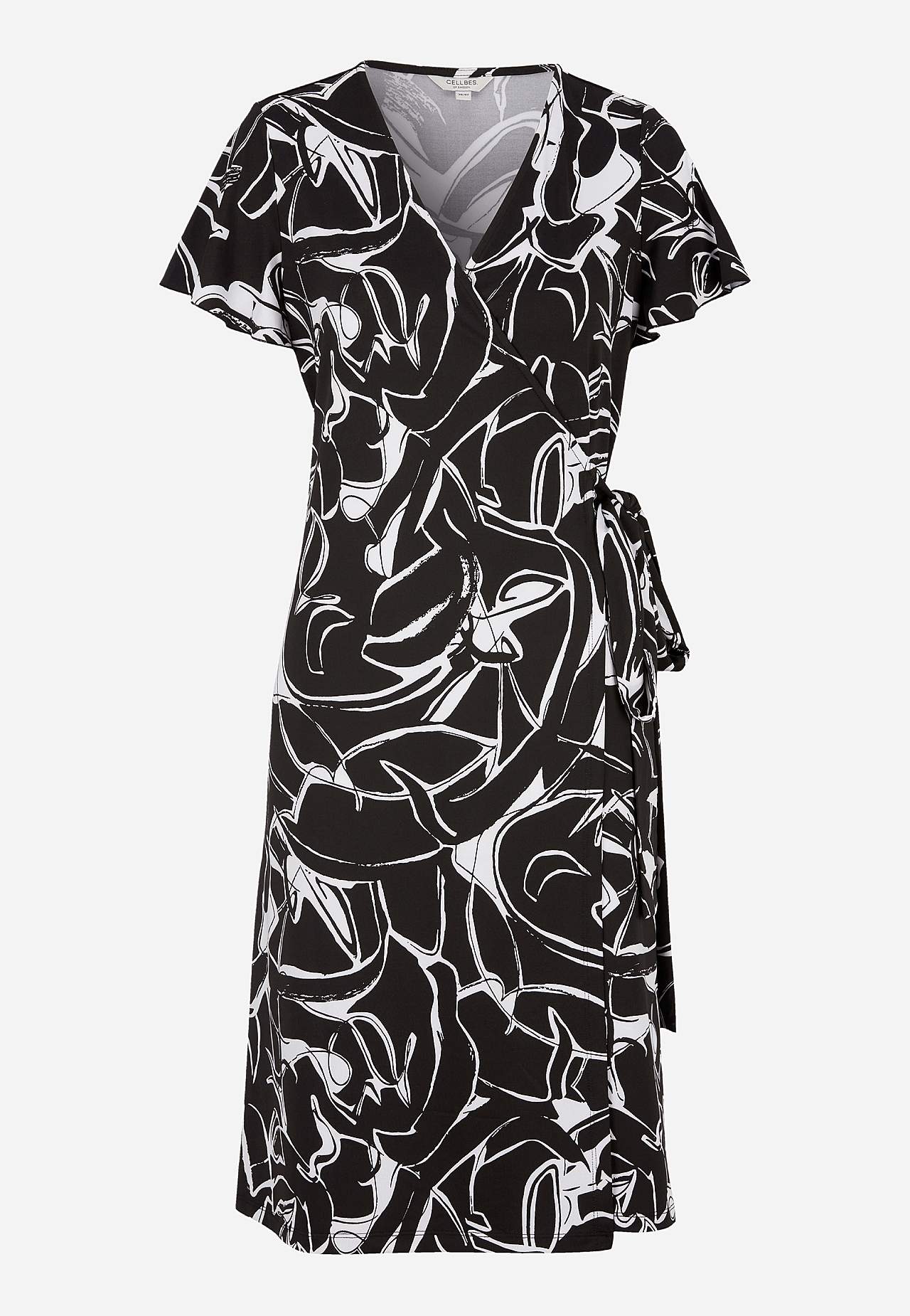 Patterned wrap front dress in jersey