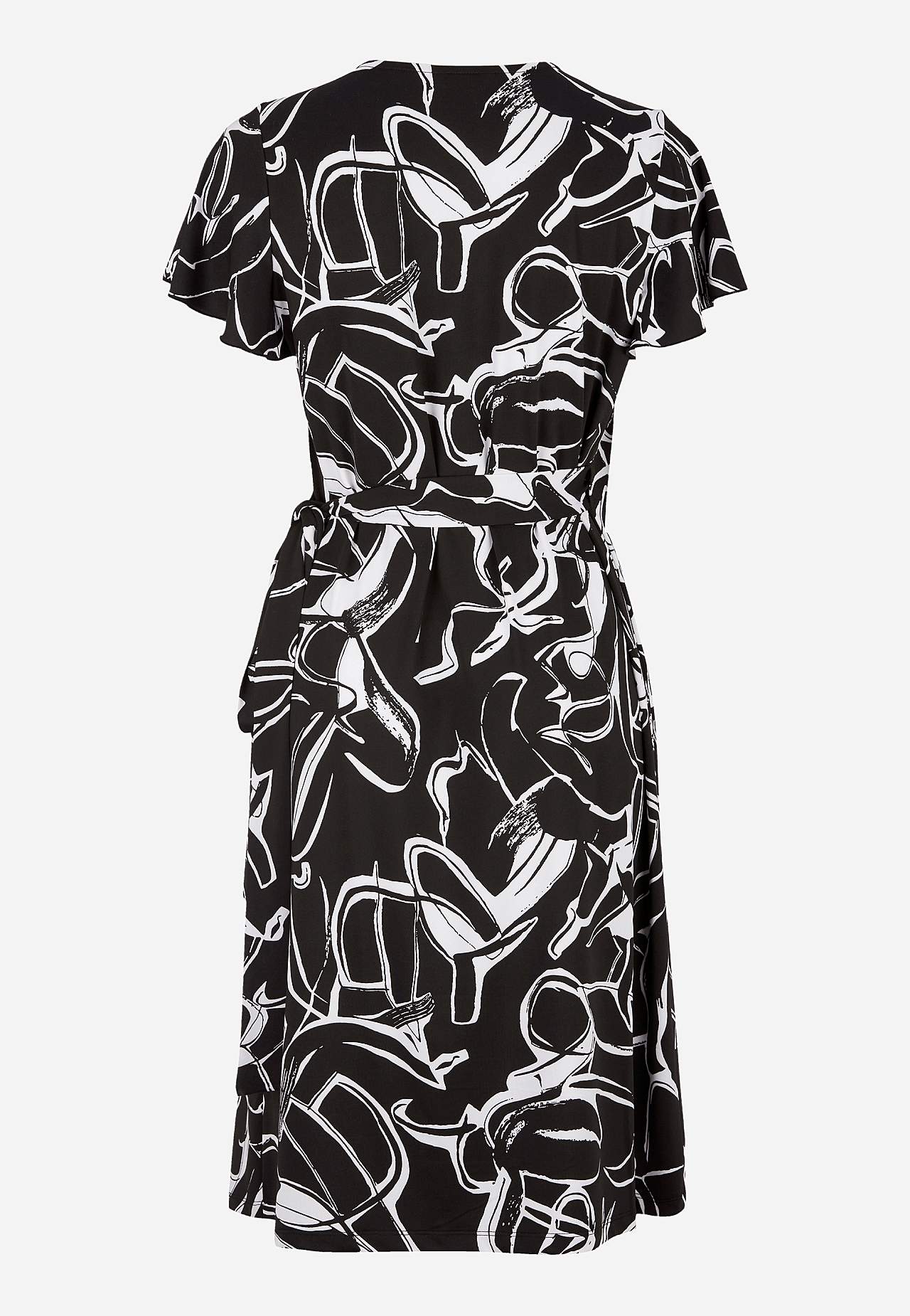 Patterned wrap front dress in jersey