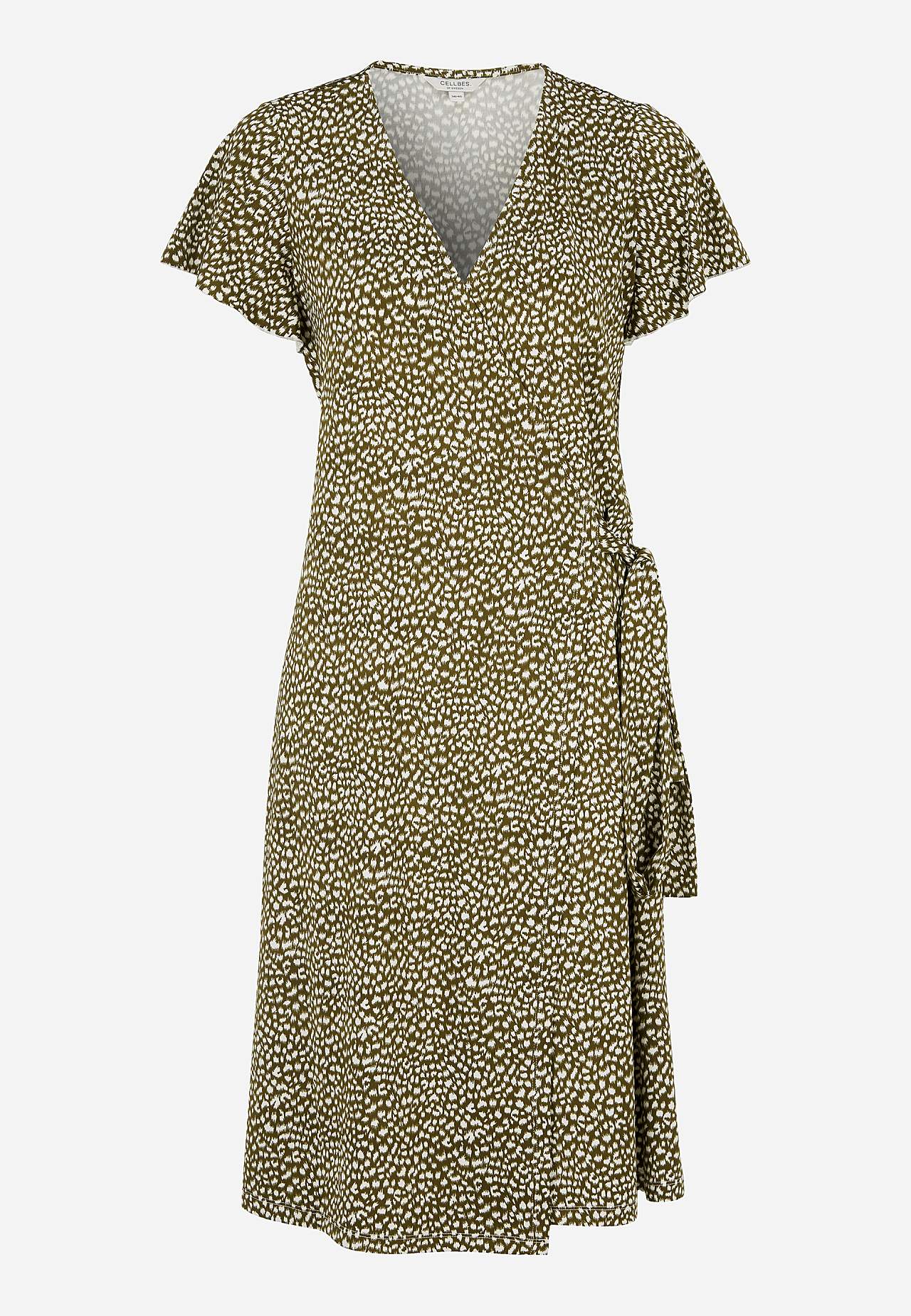 Patterned wrap front dress in jersey