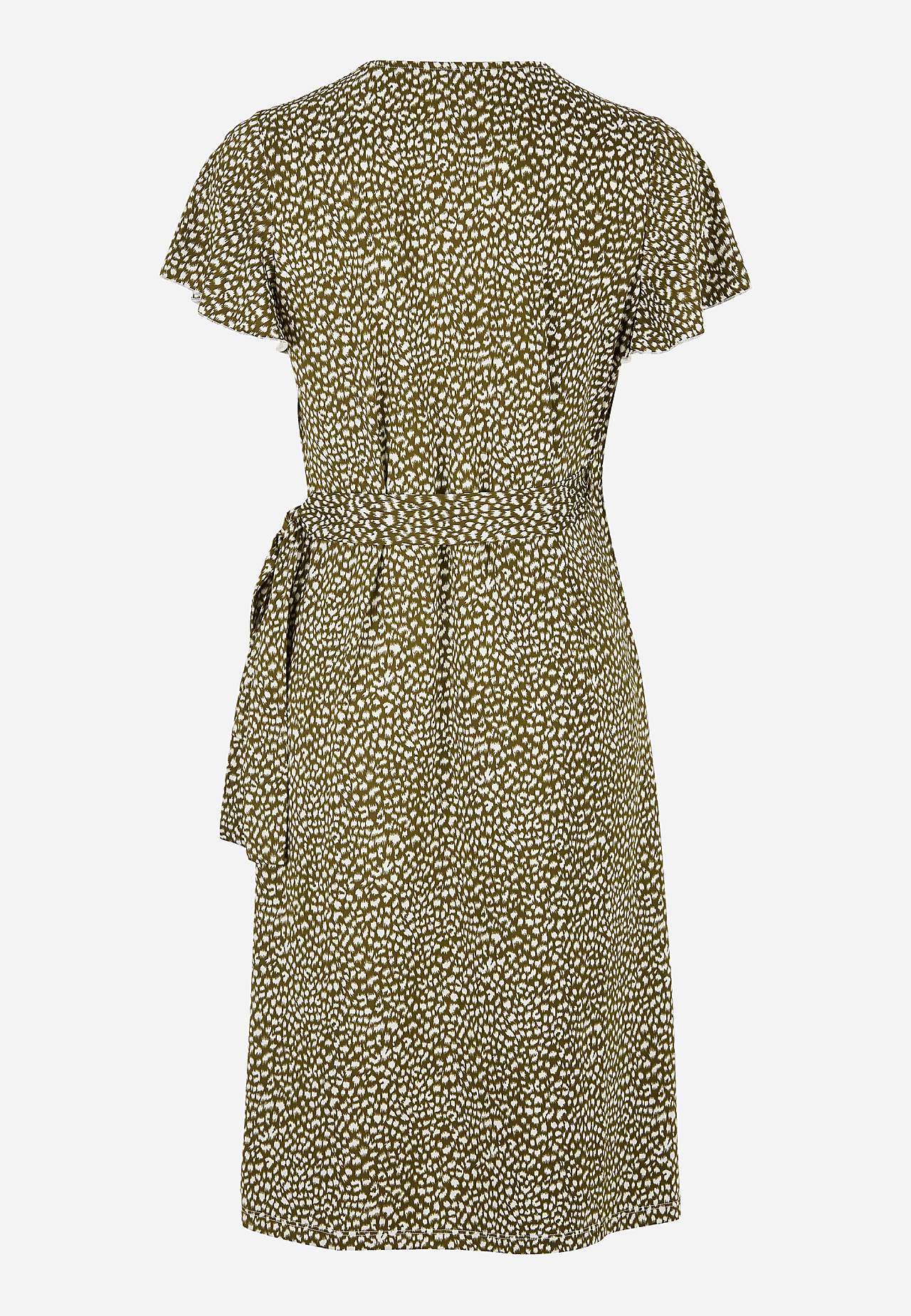 Patterned wrap front dress in jersey