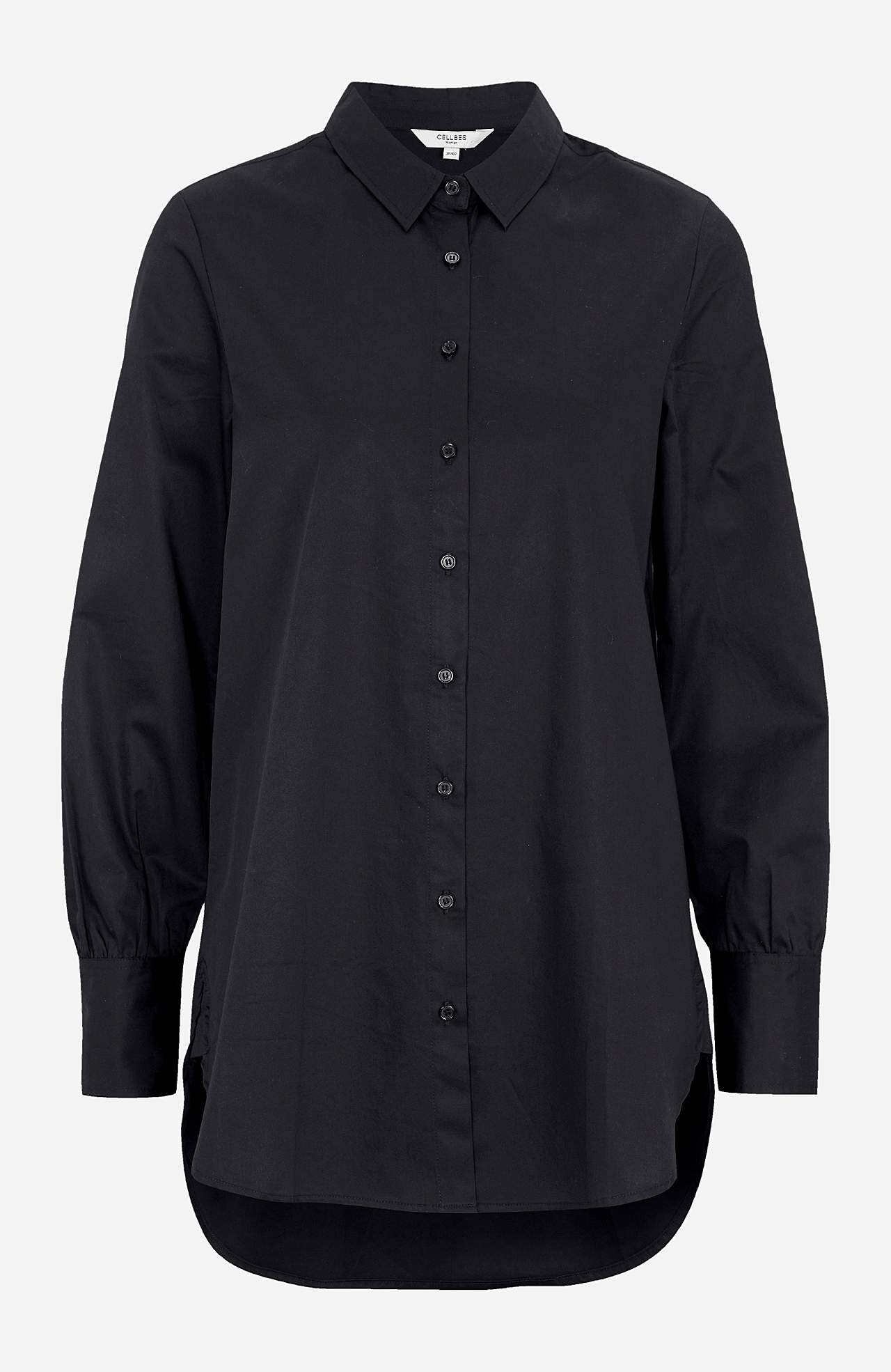 Long shirt in cotton satin