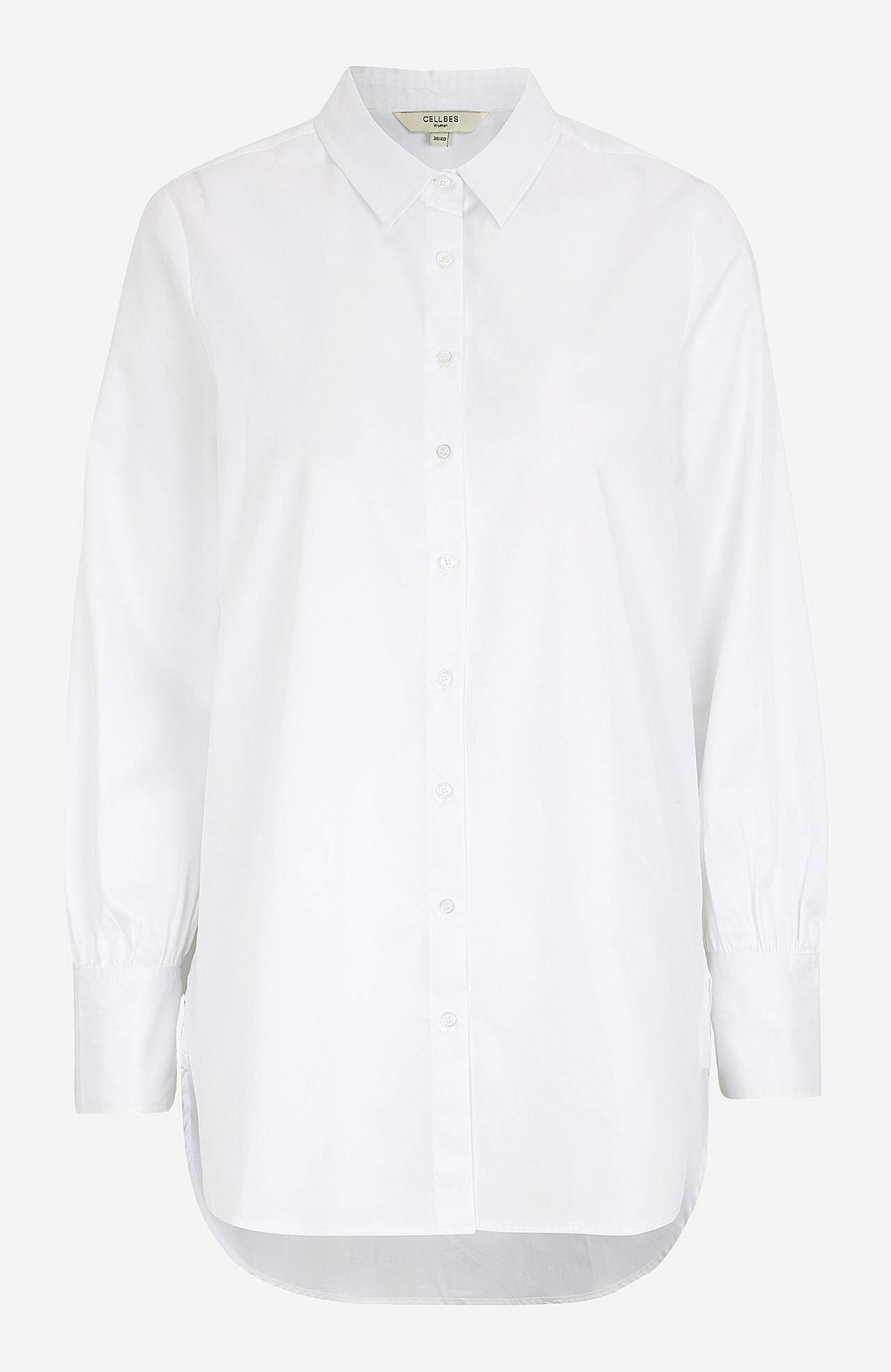 Long shirt in cotton satin