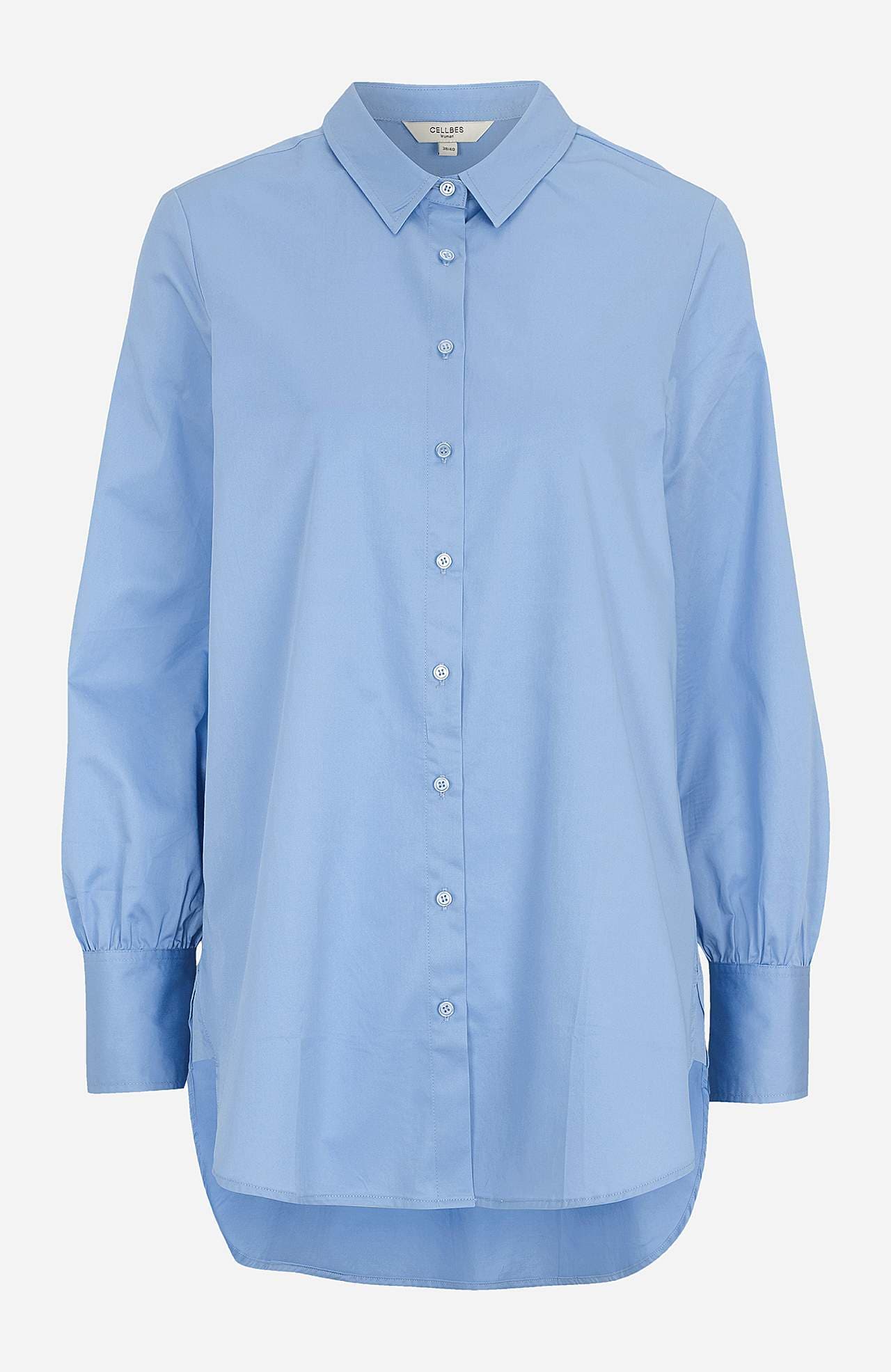 Long shirt in cotton satin