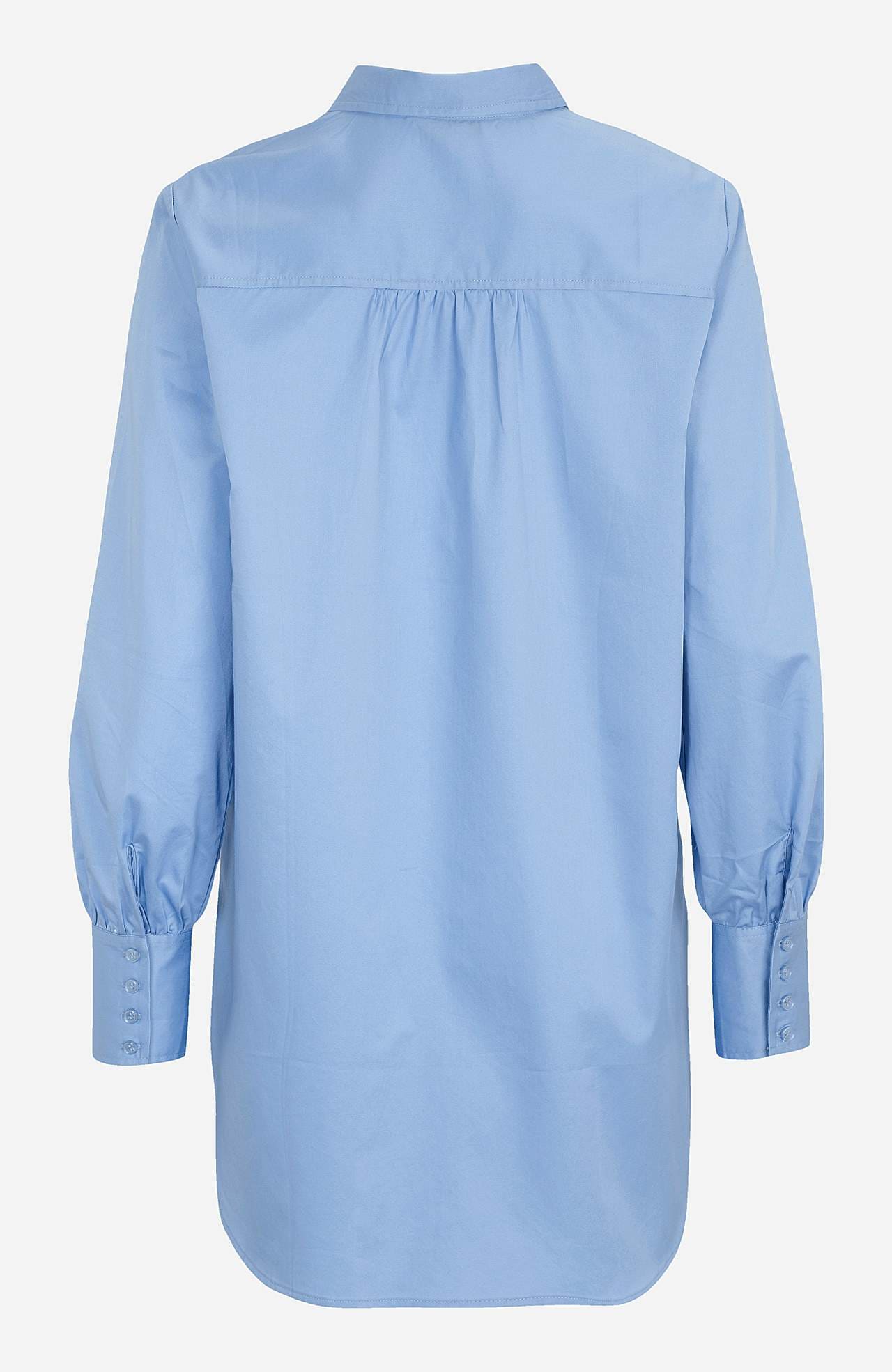Long shirt in cotton satin