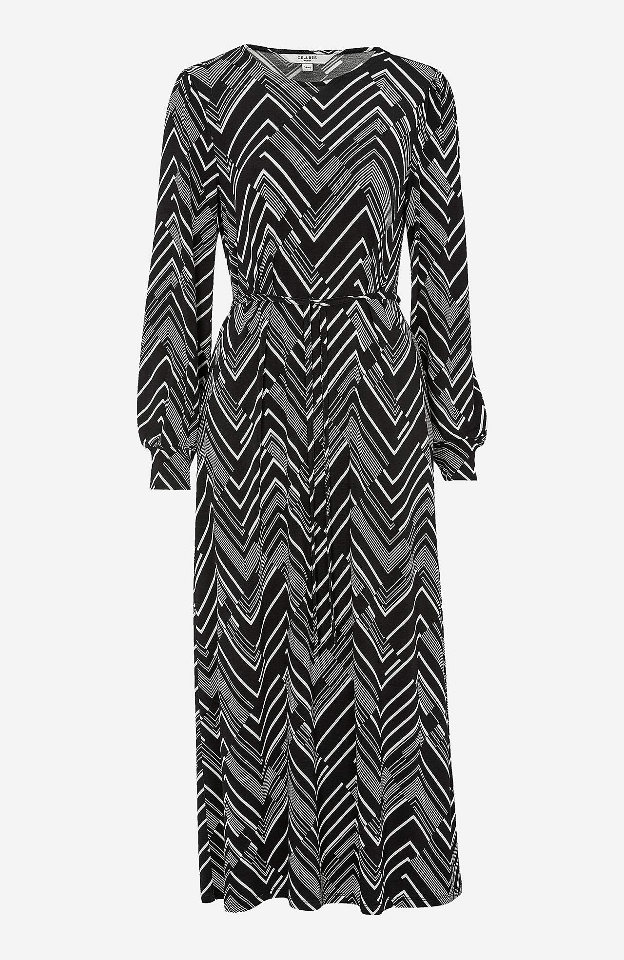 Patterned, long jersey dress