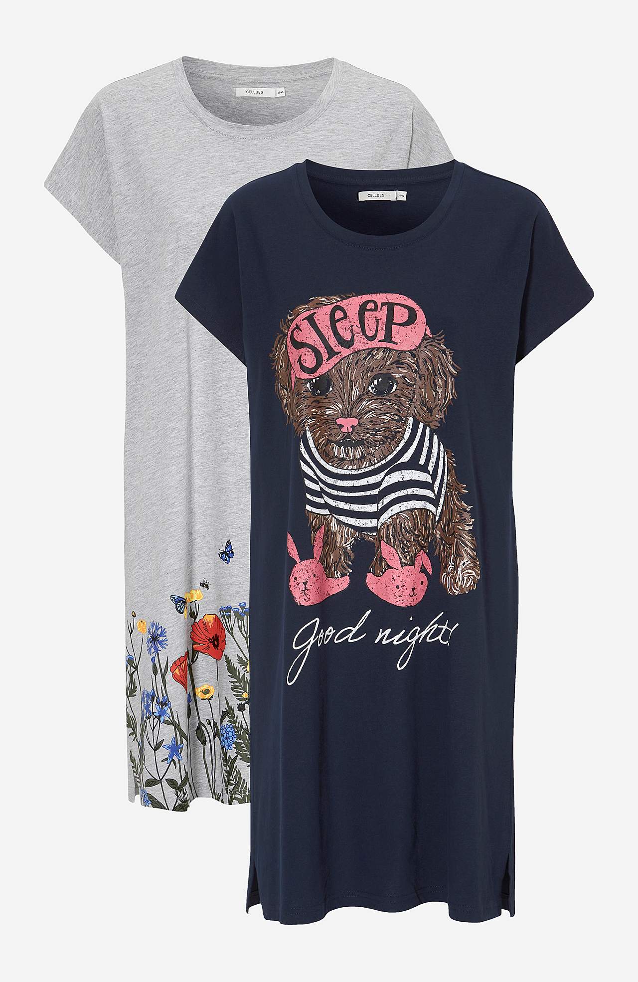 Nightdress in cotton 2-pack