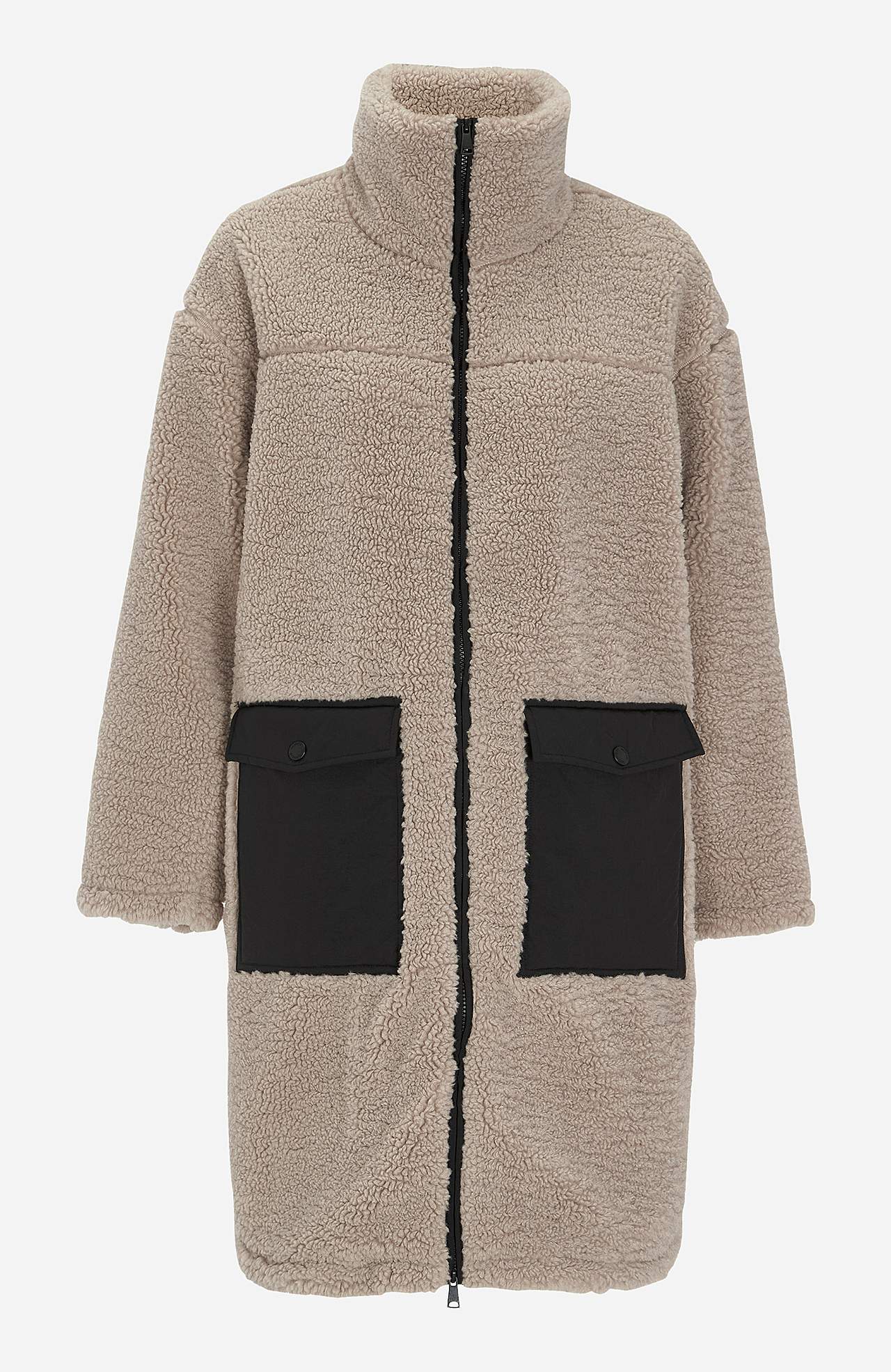 Pile jacket with high collar