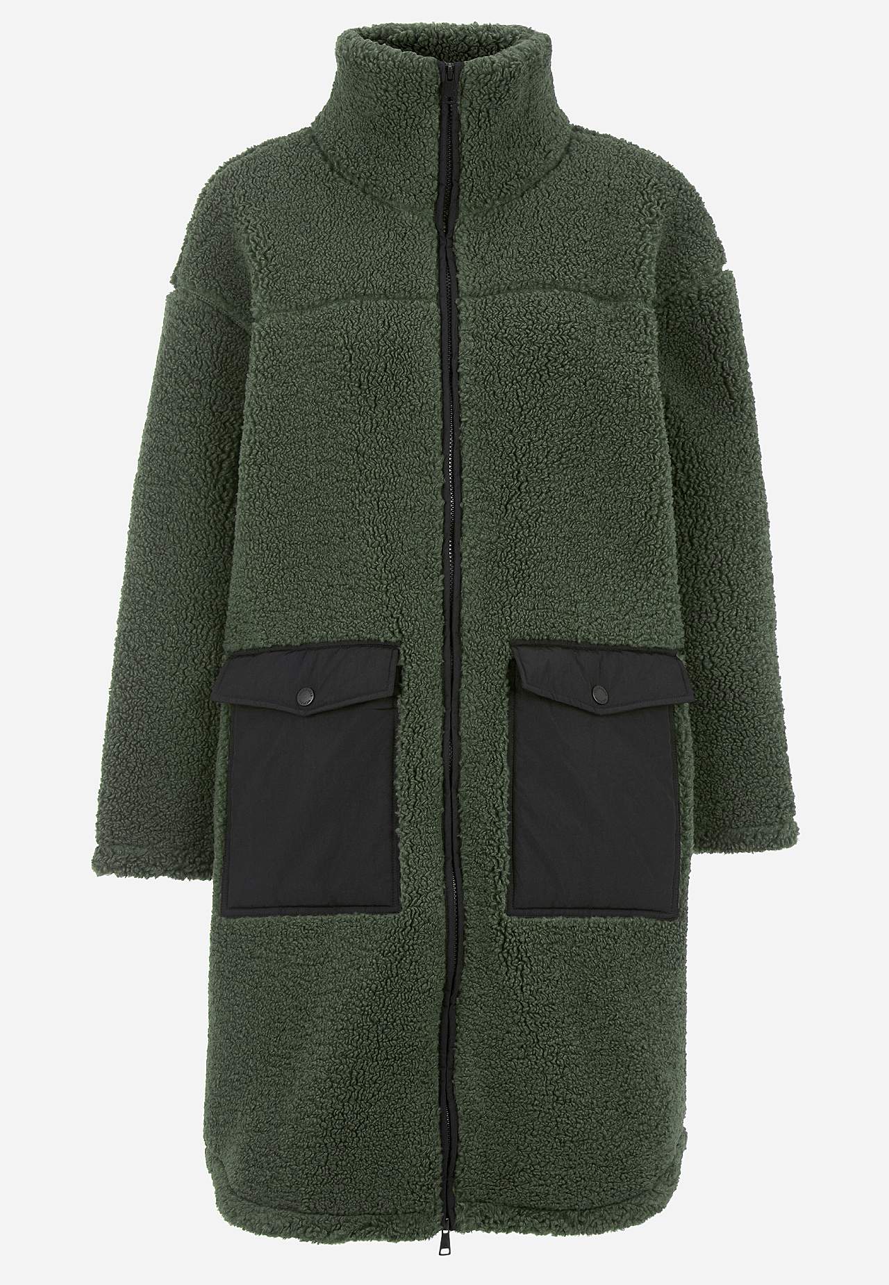 Pile jacket with high collar