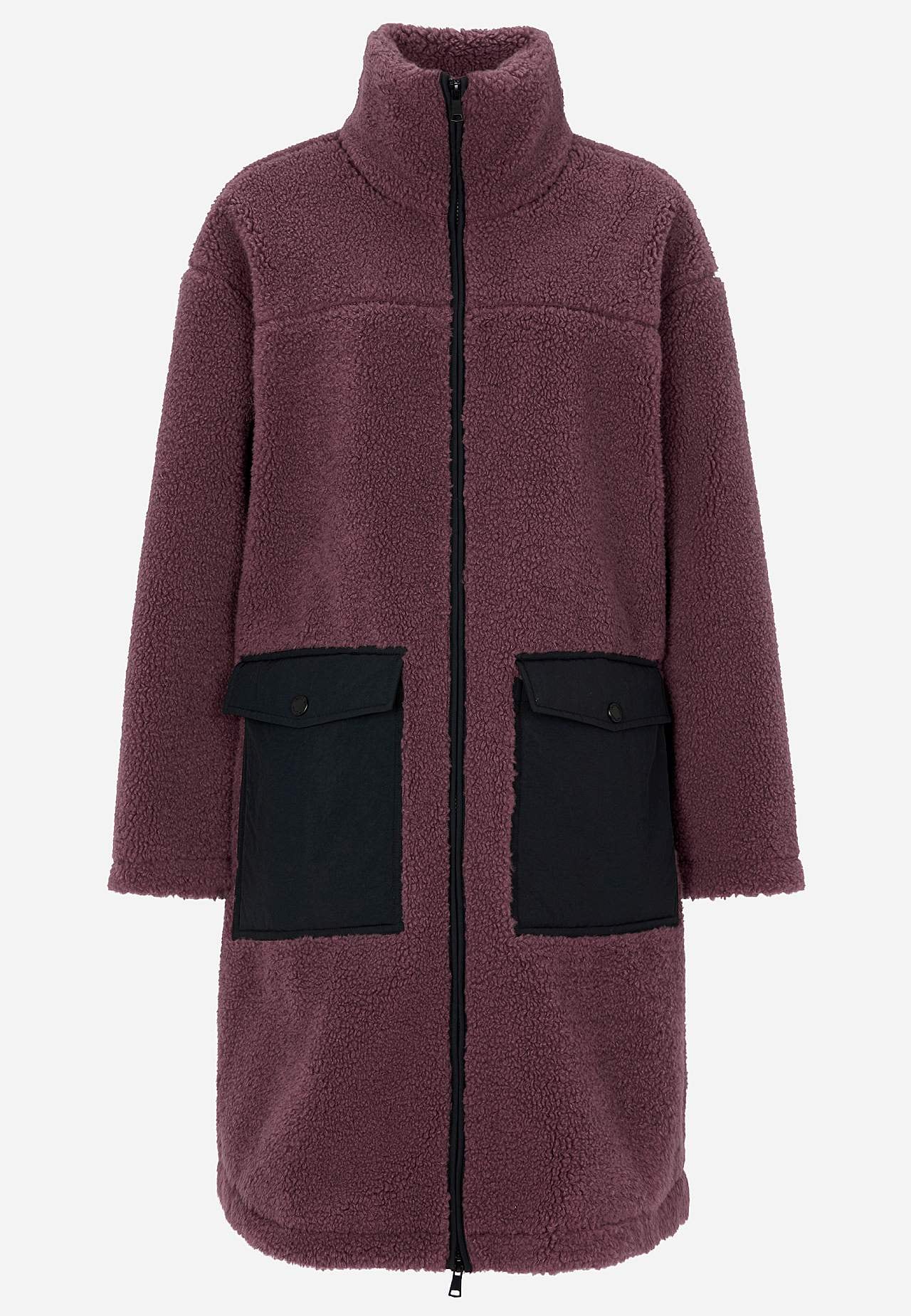 Pile jacket with high collar