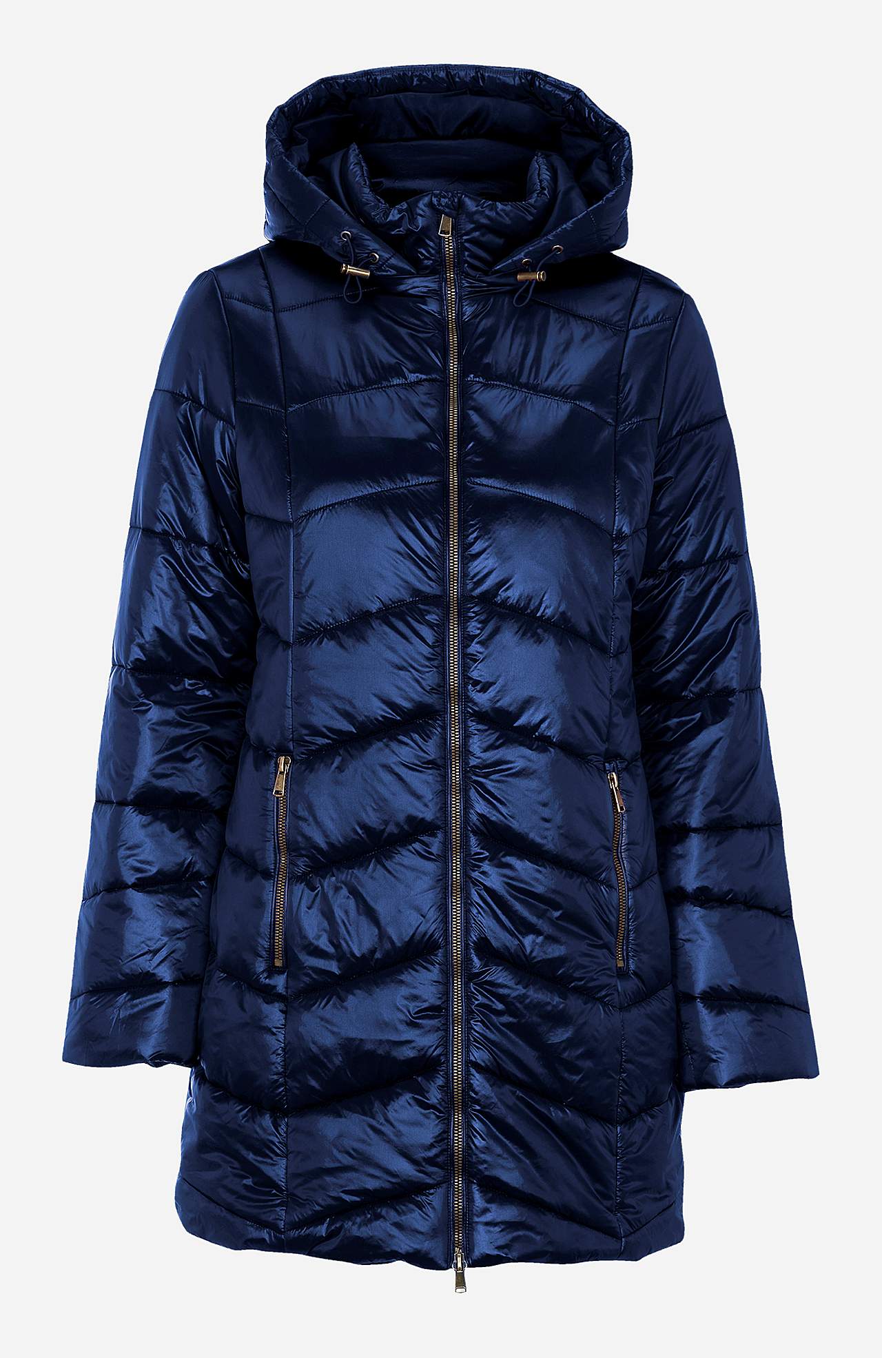 Padded jacket with shimmering fabric